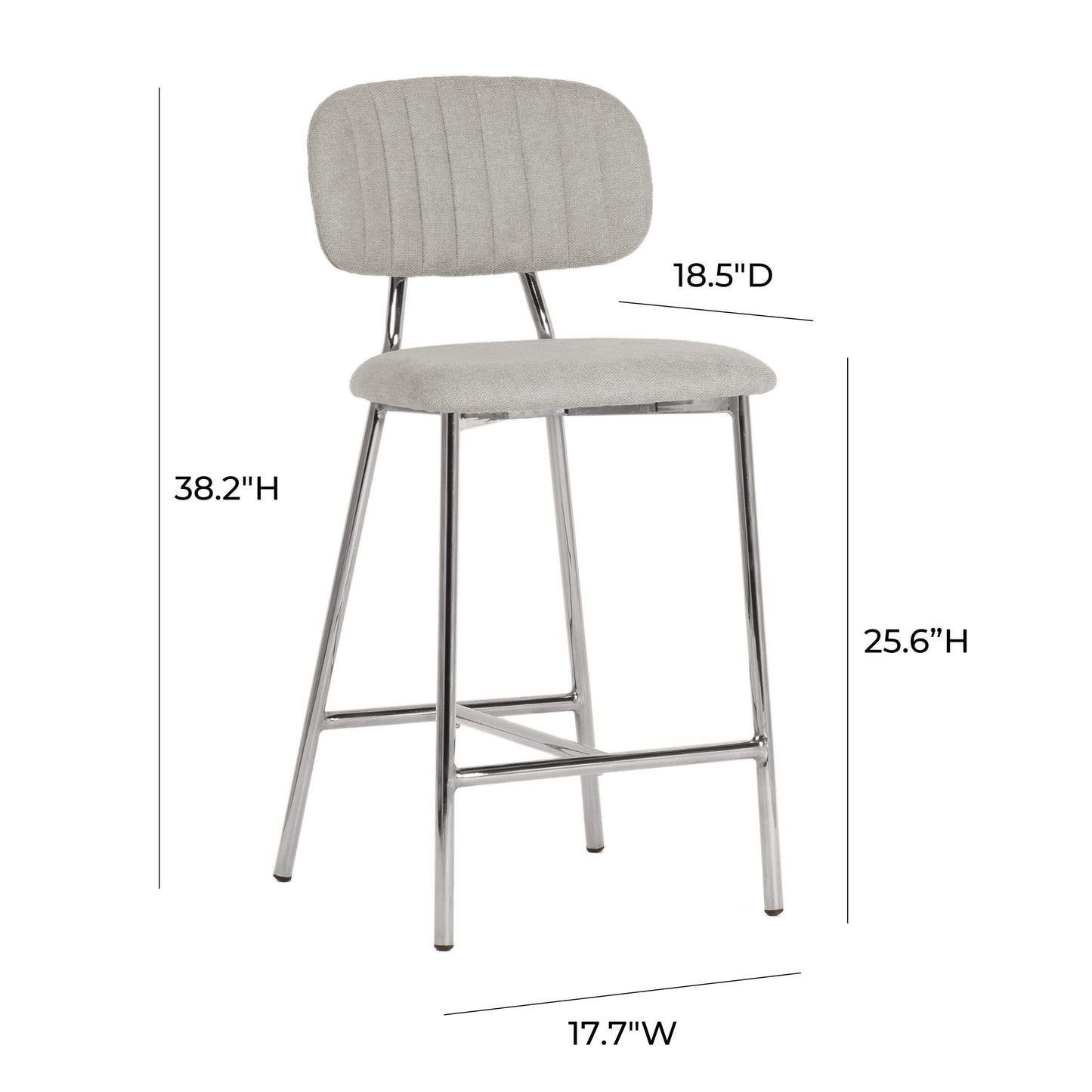 Ariana Grey Counter Stool With Silver Legs Set Of 2 by TOV D44221