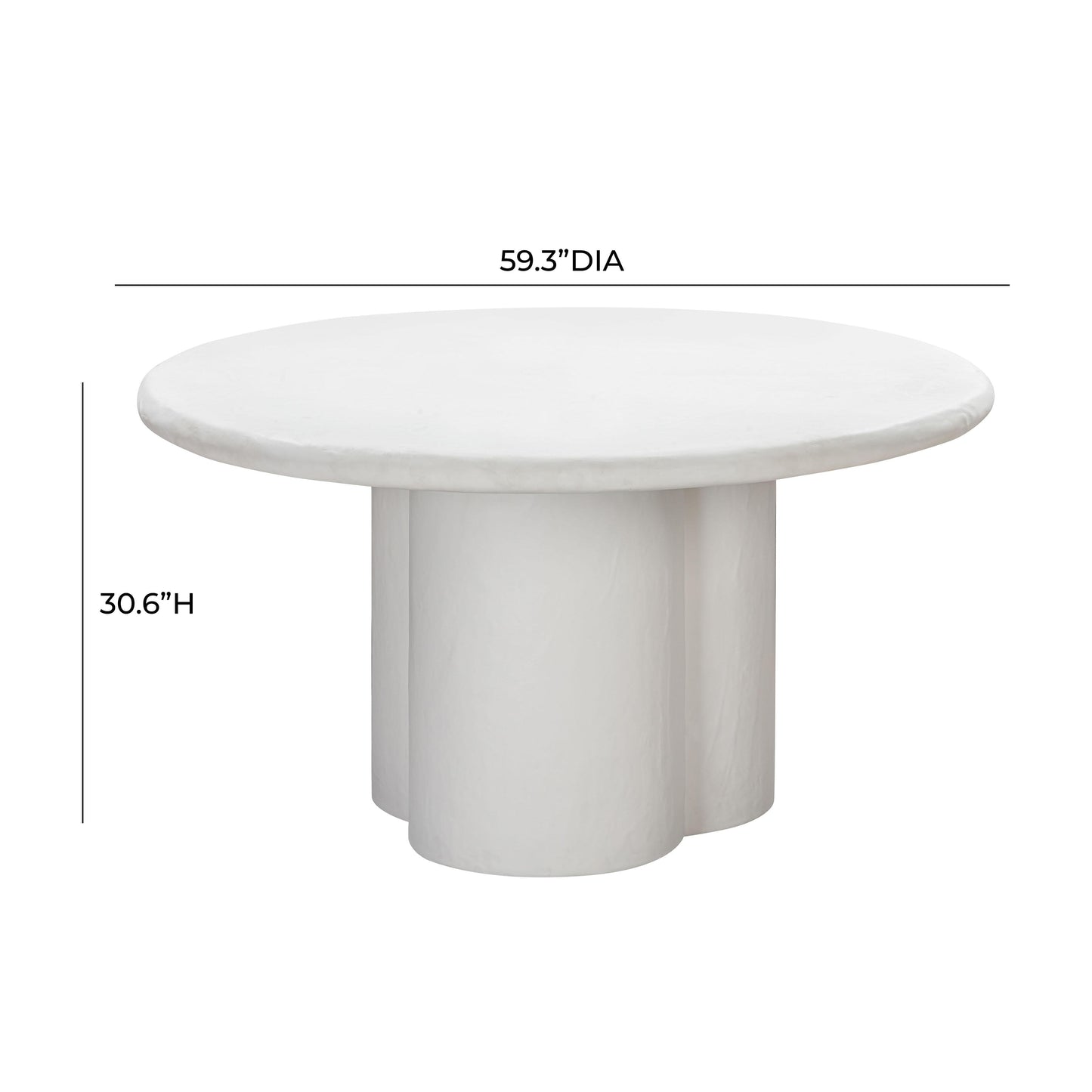 Elika 59" Faux Plaster Indoor/Outdoor Round Dining Table White by Tov Furniture
