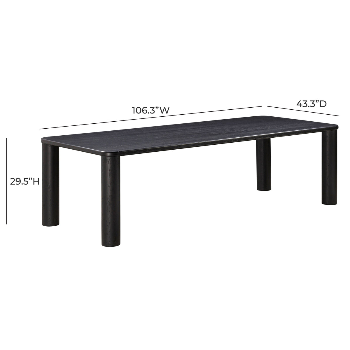 Akola 106" Oak Rectangular Dining Table in Black by TOV Furniture – photo 7 of 10