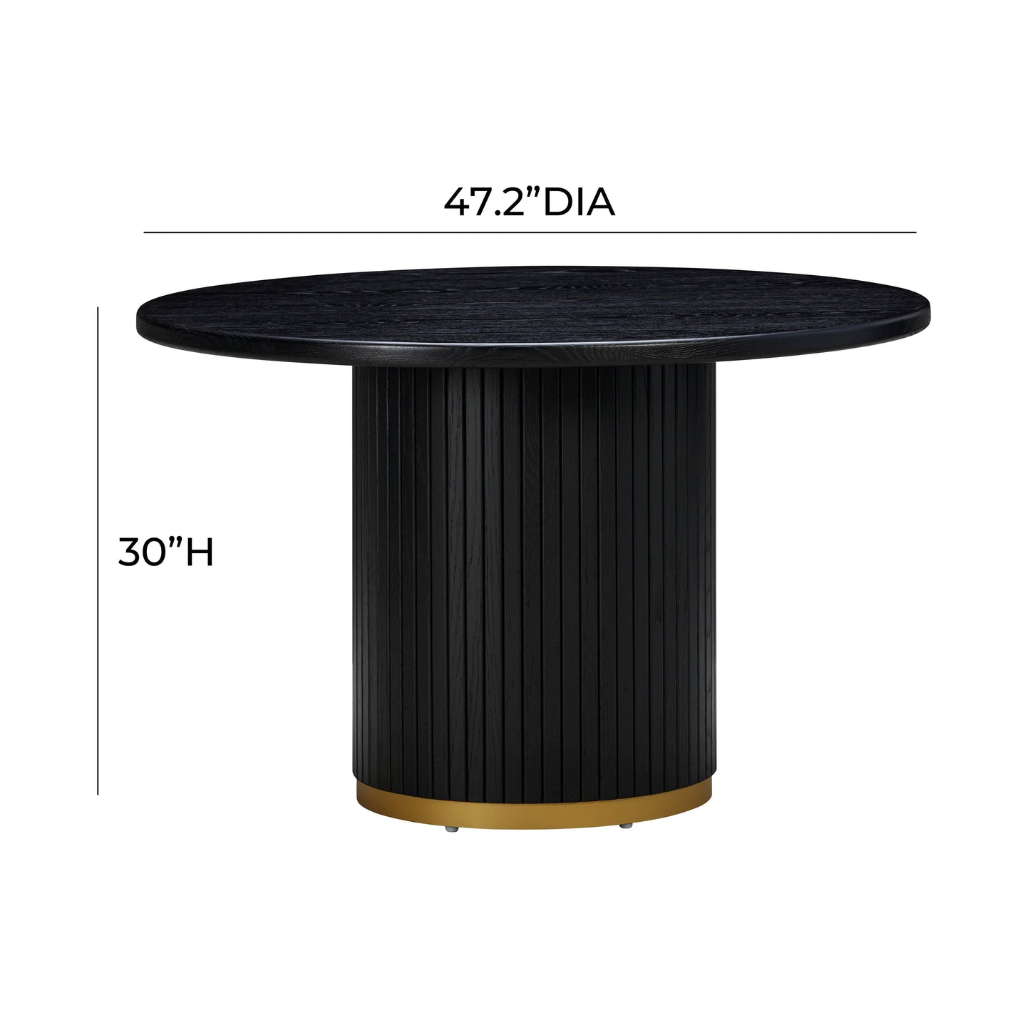 Chelsea 47" Oak Wood Round Dining Table Black by Tov Furniture