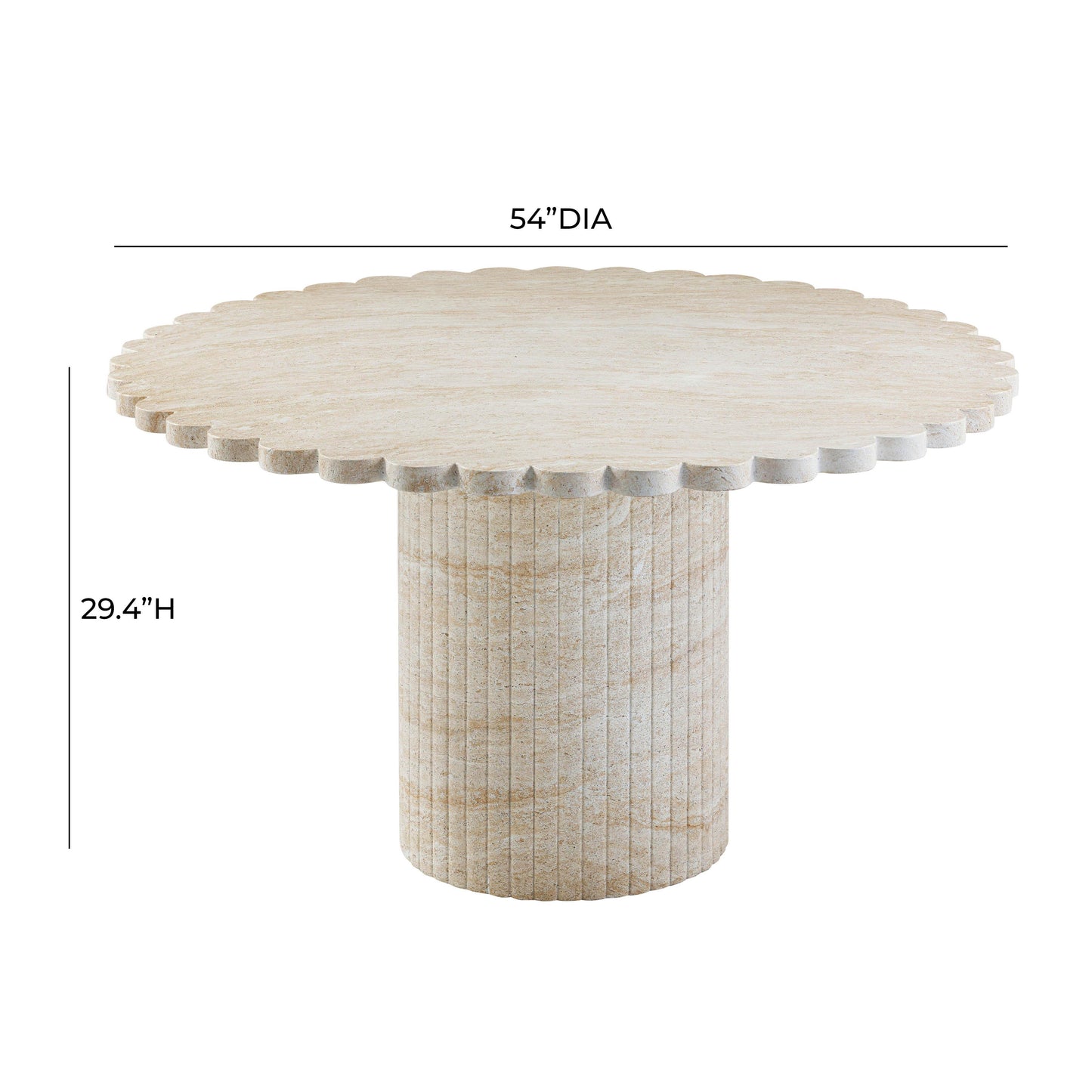 Blossom 54 Washed Travertine Finish Indoor Outdoor Round Dining Table by TOV D54349