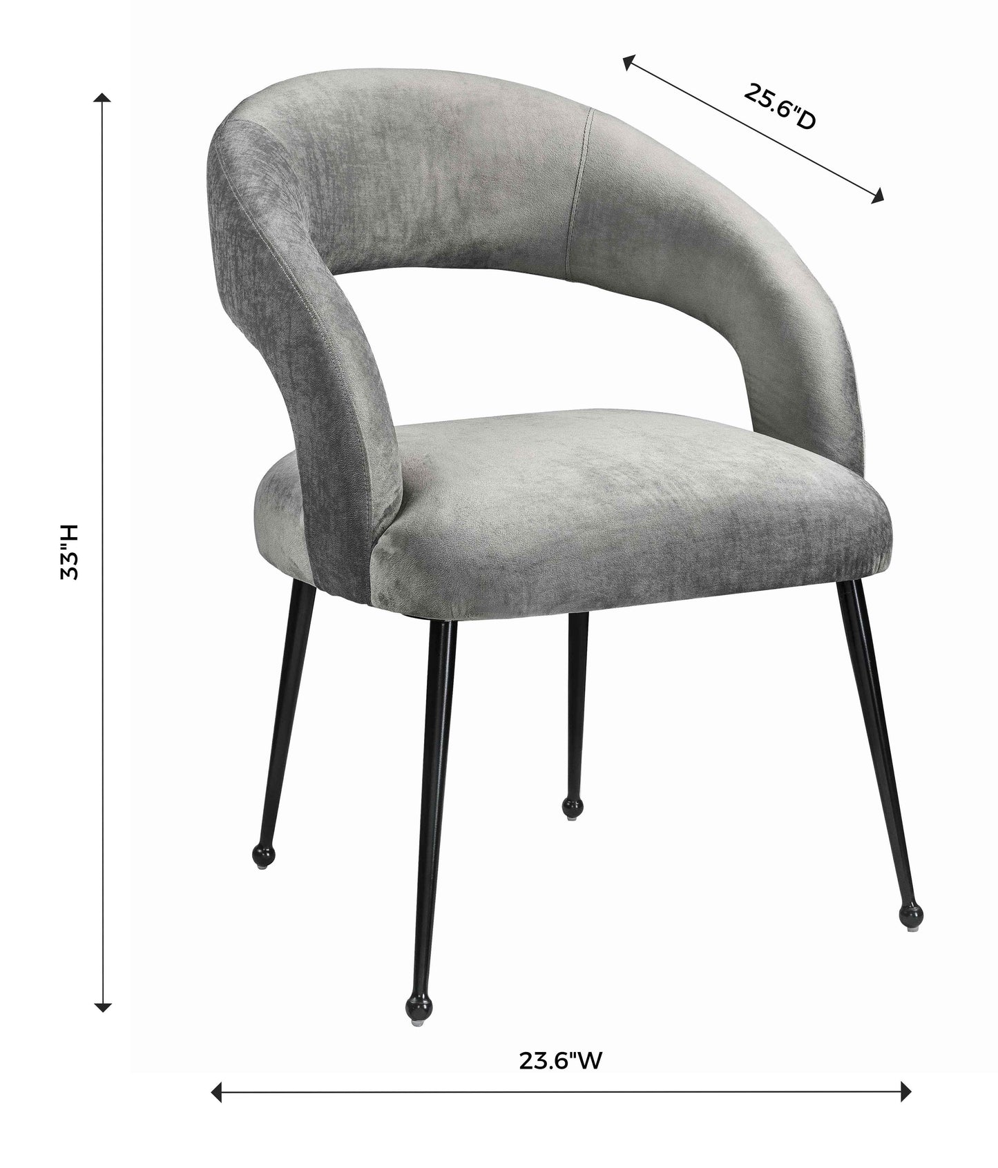 Rocco Performance Velvet Dining Chair Light Grey by Tov Furniture