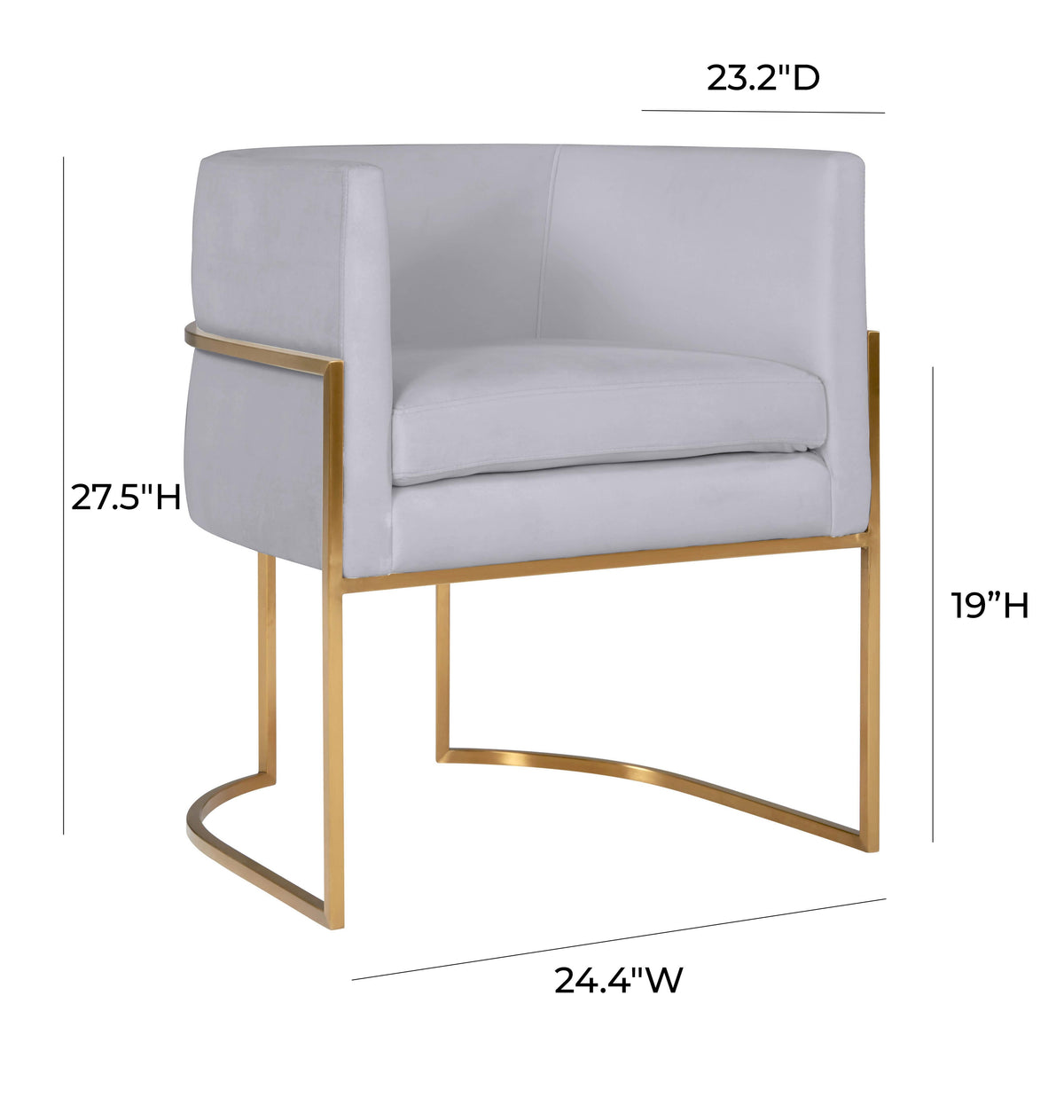 Giselle Performance Velvet Dining Chair with Gold Base in Grey by TOV Furniture – photo 6 of 6