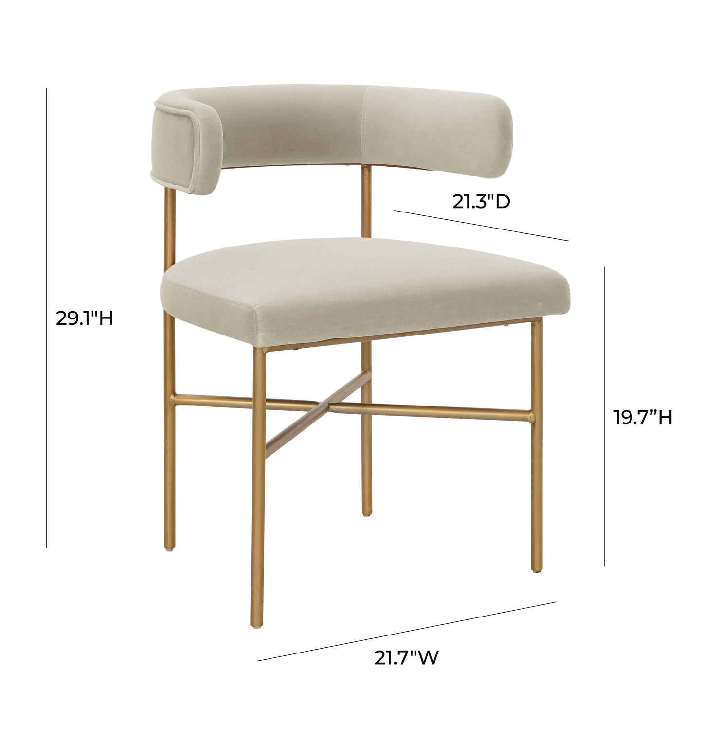 Kim Performance Velvet Dining Chair Cream by Tov Furniture