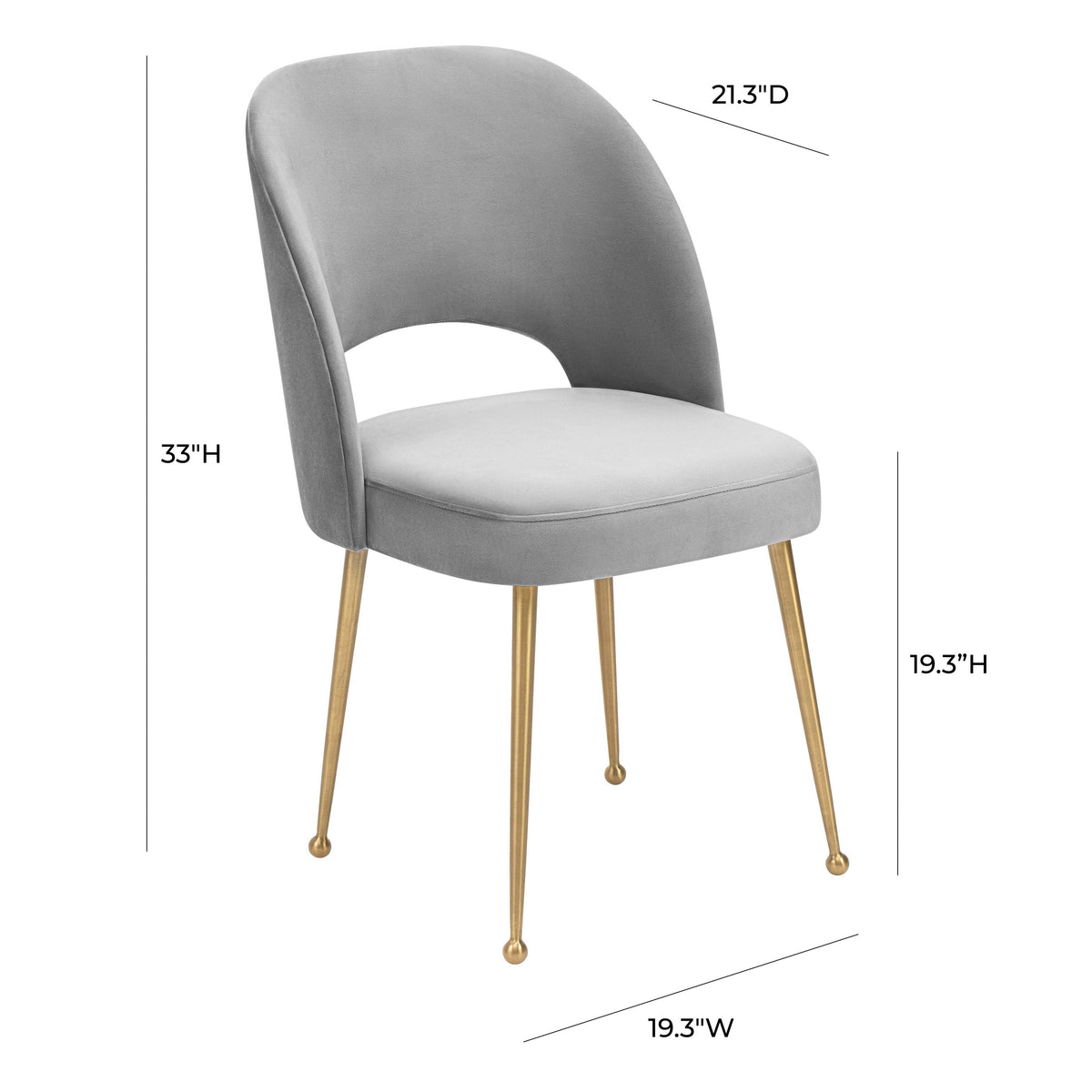 Swell Light Grey Performance Velvet Dining Chair by TOV Furniture – photo 6 of 6