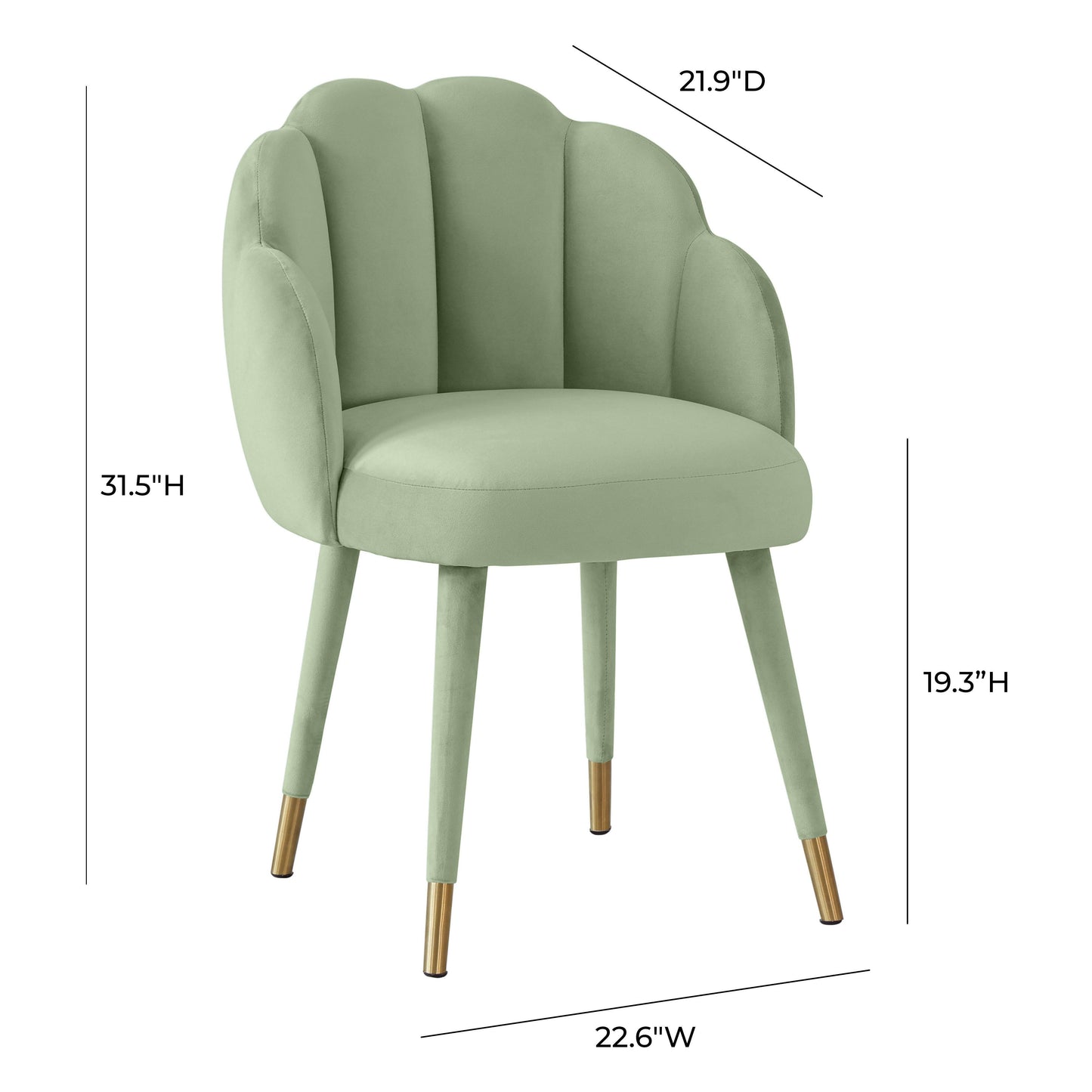 Gardenia Performance Velvet Dining Chair Moss Green by Tov Furniture