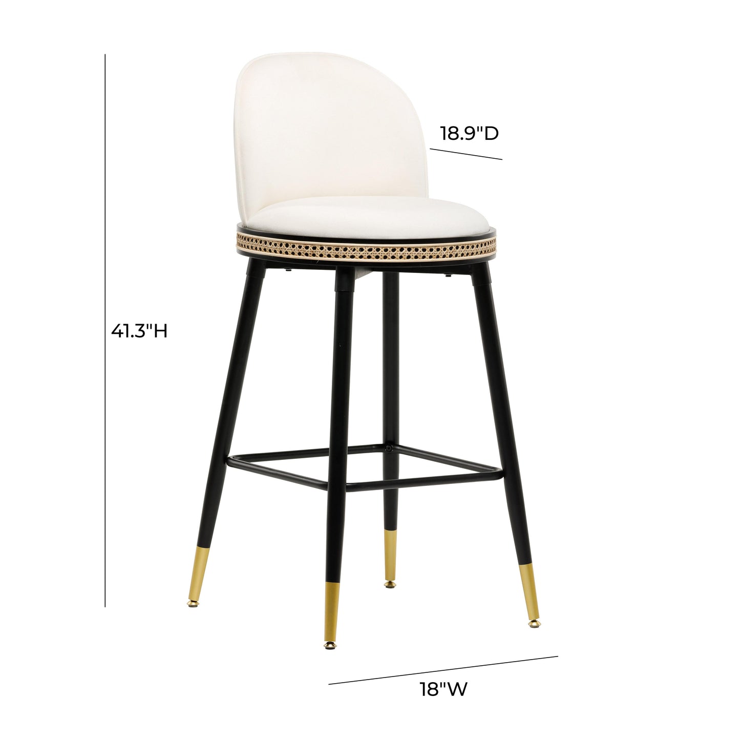 Harley Velvet Stool Cream Bar Height by Tov Furniture
