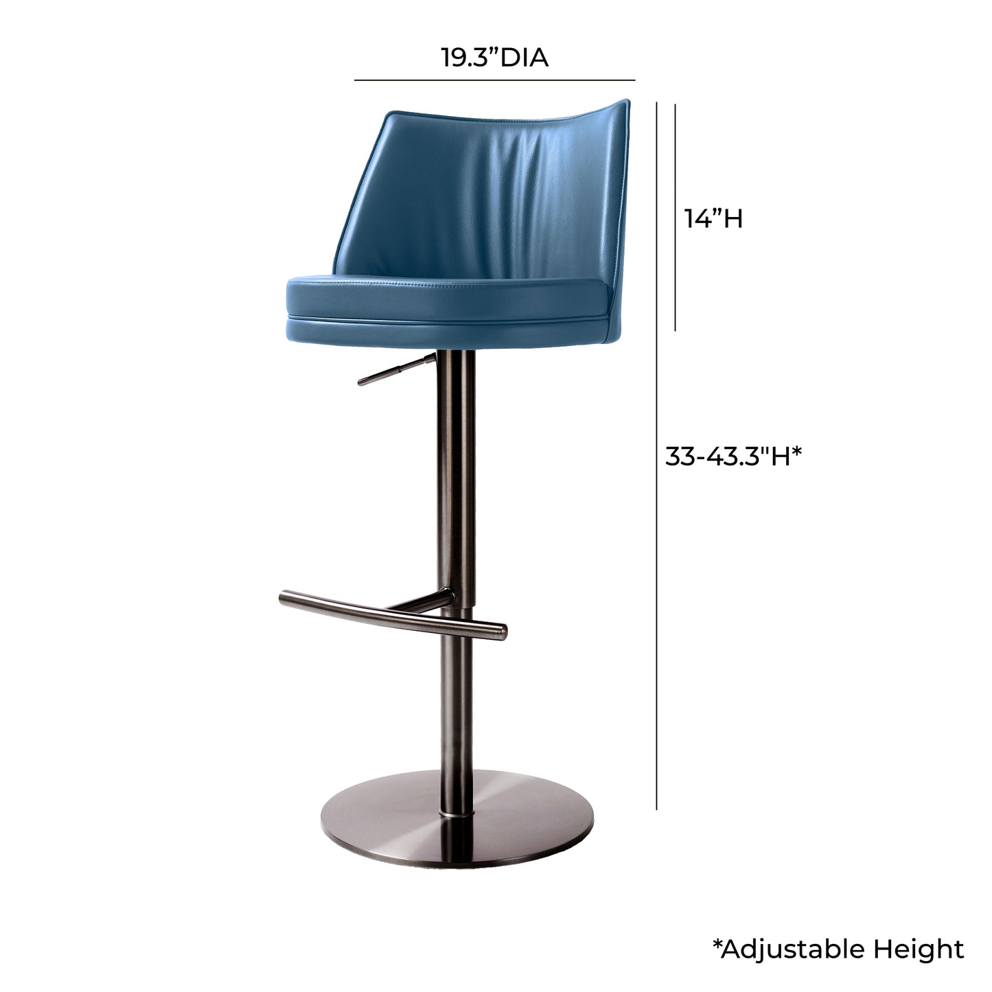Gala Performance Vegan Leather Adjustable Stool Blue - ON FINAL SALE by Tov Furniture
