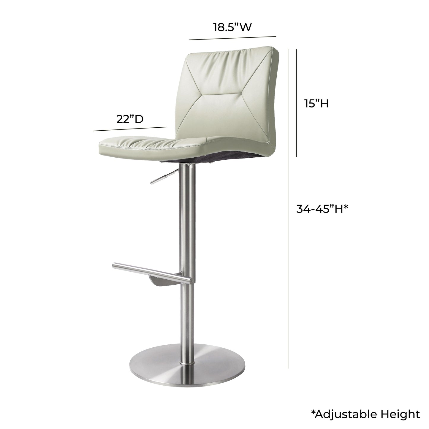 Paddy Performance Vegan Leather Adjustable Stool Light Grey by Tov Furniture