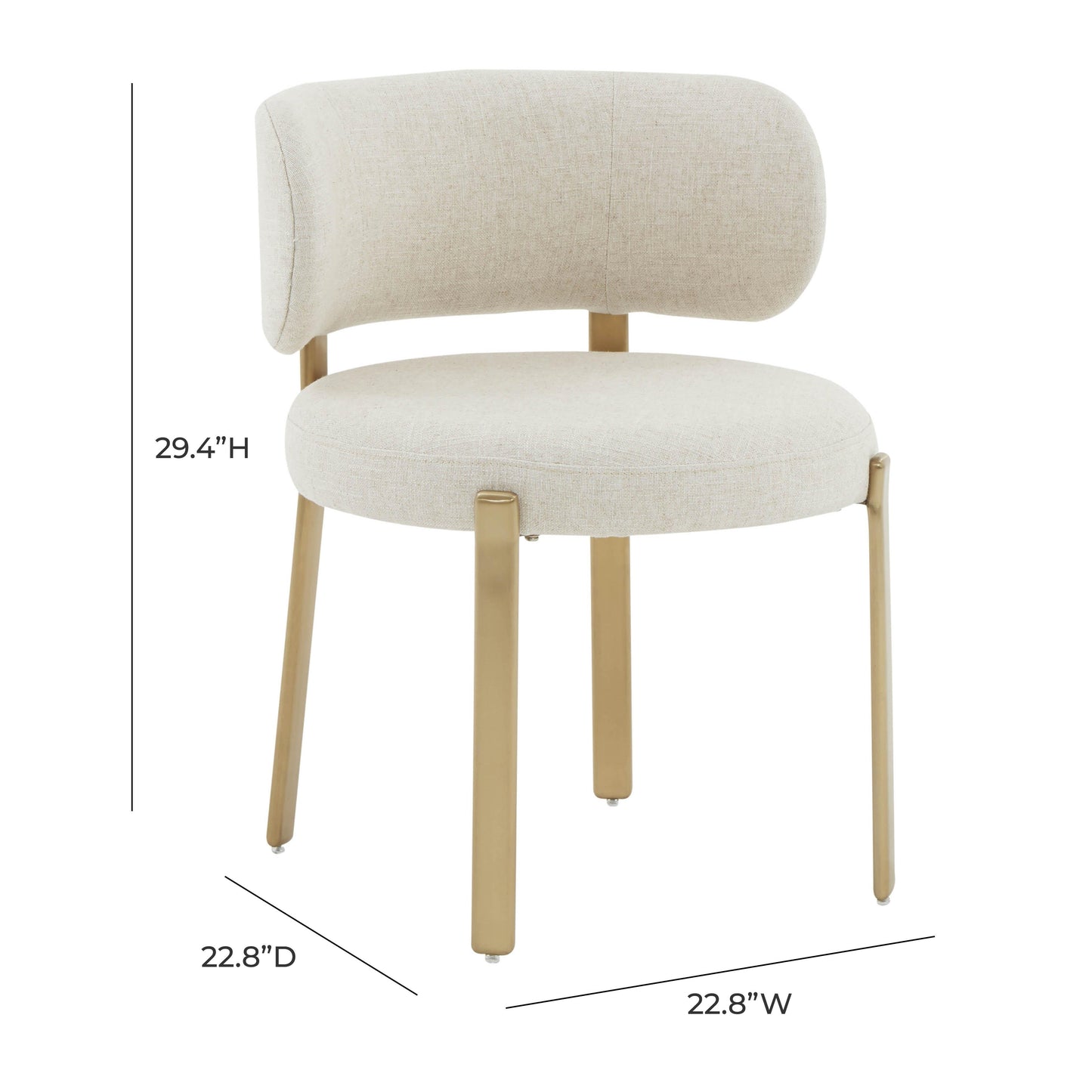 Margaret Cream Performance Linen Dining Chair by TOV D68650