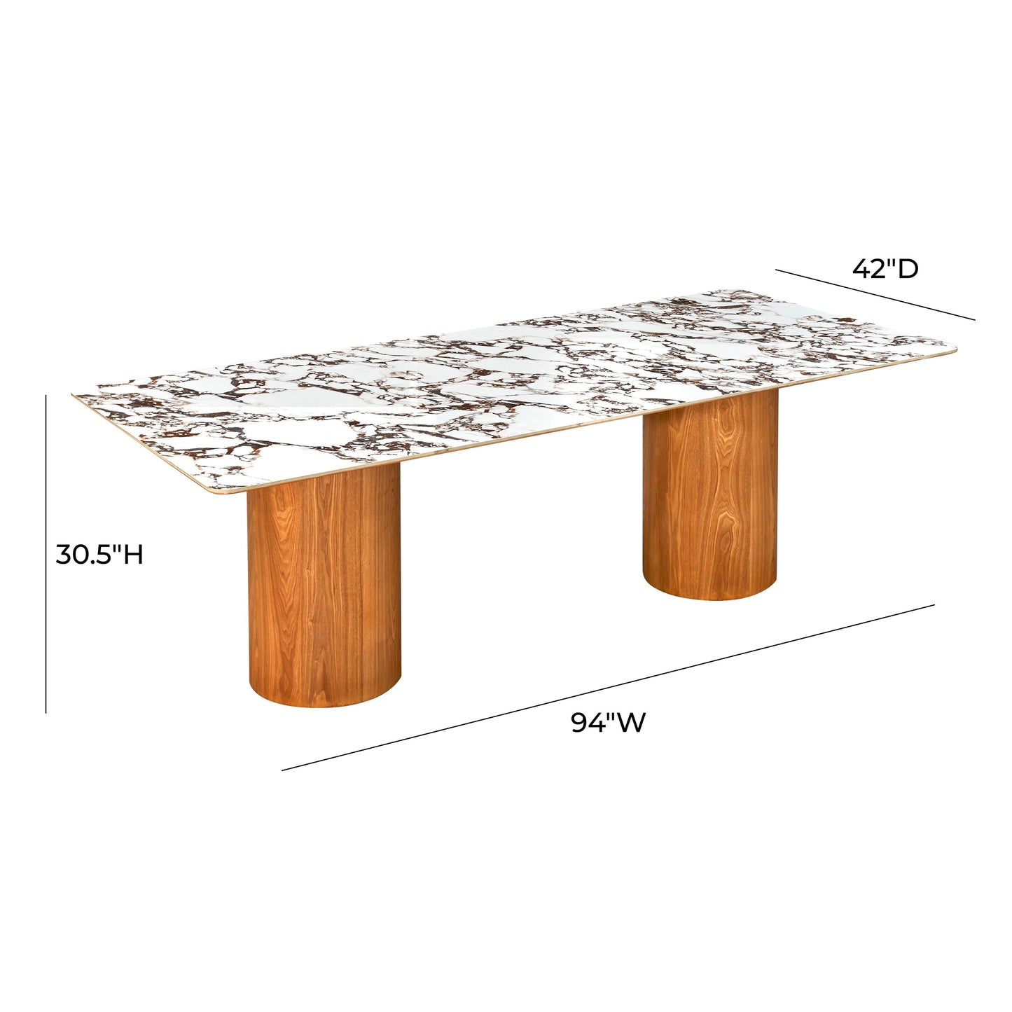 Tamara 94 Marble Ceramic Rectangular Dining Table by TOV D68680