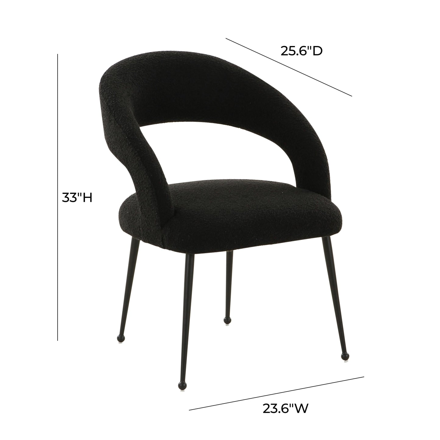 Rocco Performance Boucle Dining Chair Black by Tov Furniture