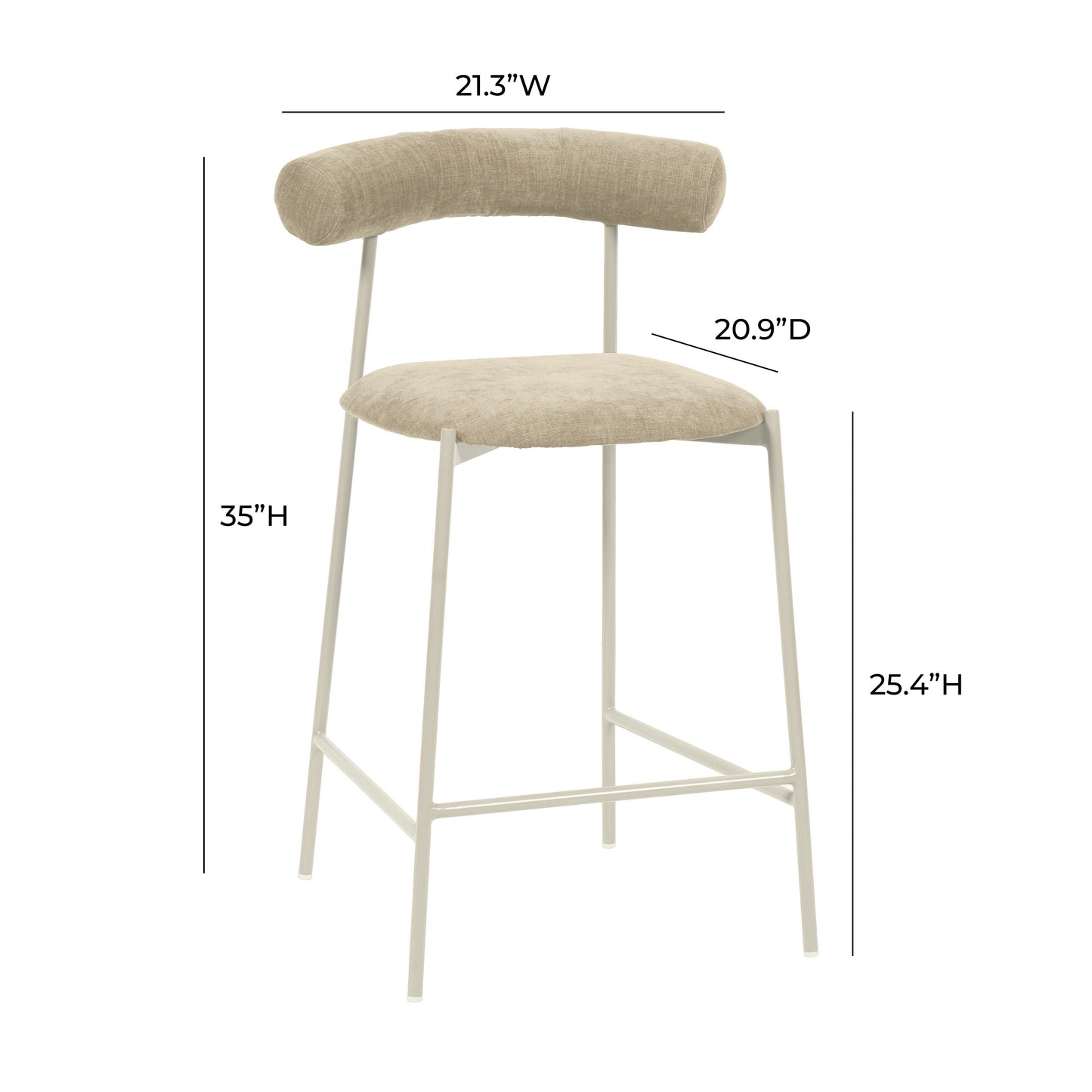 Liliana Performance Velvet Stool Taupe Counter Height by Tov Furniture