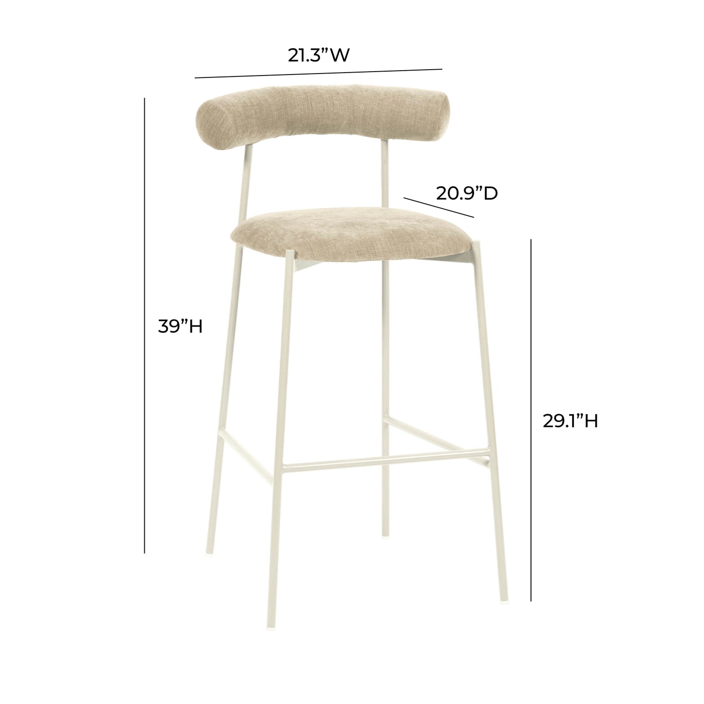 Liliana Performance Velvet Stool by TOV D68767