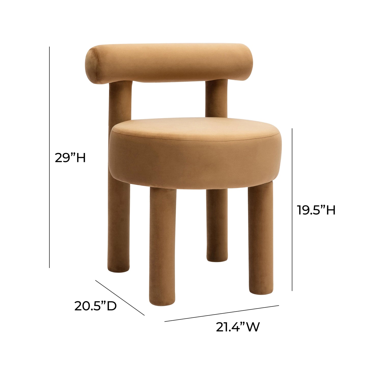 Carmel Performance Velvet Dining Chair Cognac by Tov Furniture
