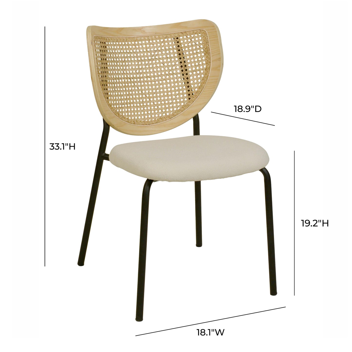 Nessie Natural Rattan Dining Chair - Set of 2 Natural - ON FINAL SALE by Tov Furniture