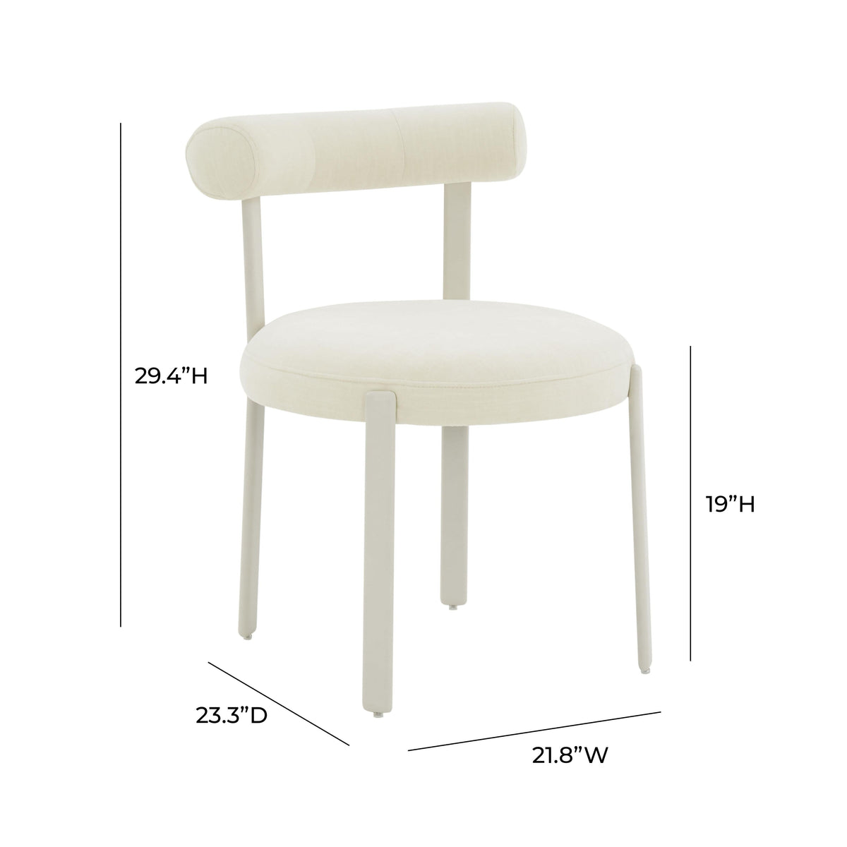 Margaret Performance Chenille Bolster Back Dining Chair in Cream by TOV Furniture – photo 6 of 6