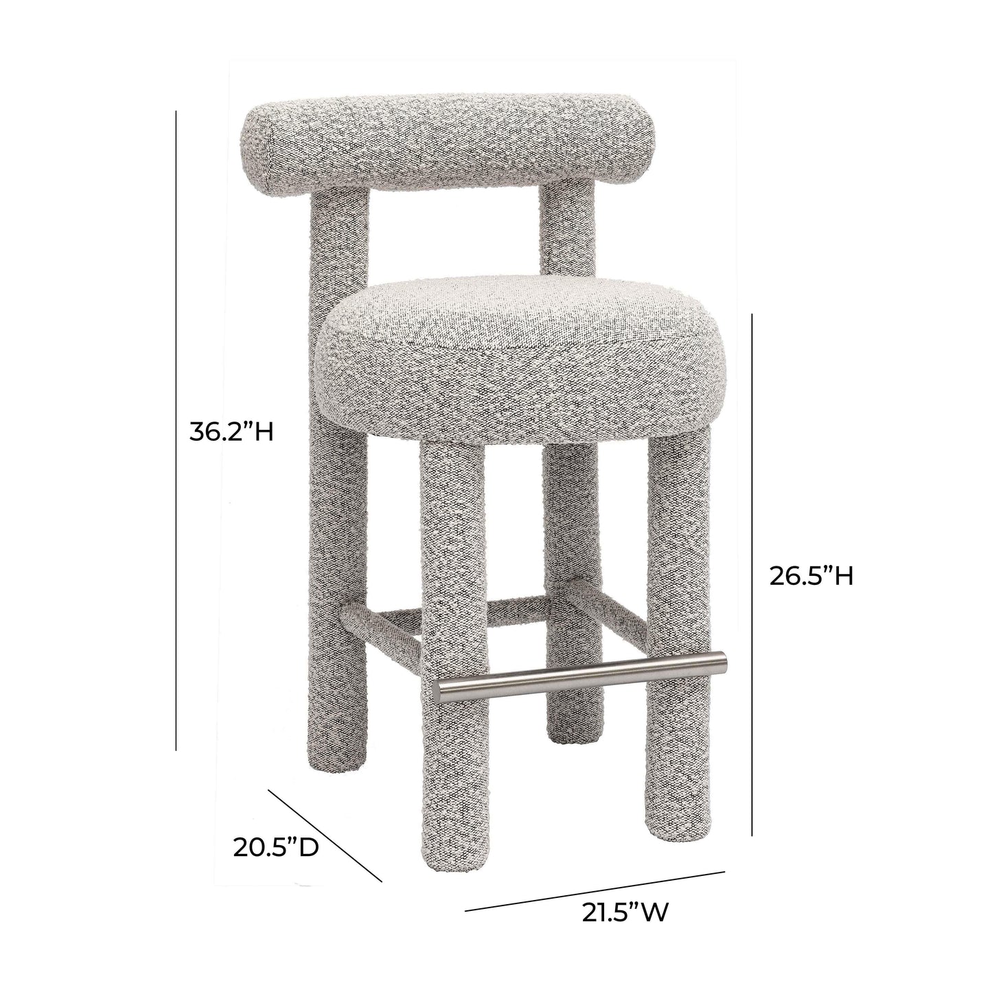 Carmel Black White Performance Boucle Counter Stool by TOV D68982