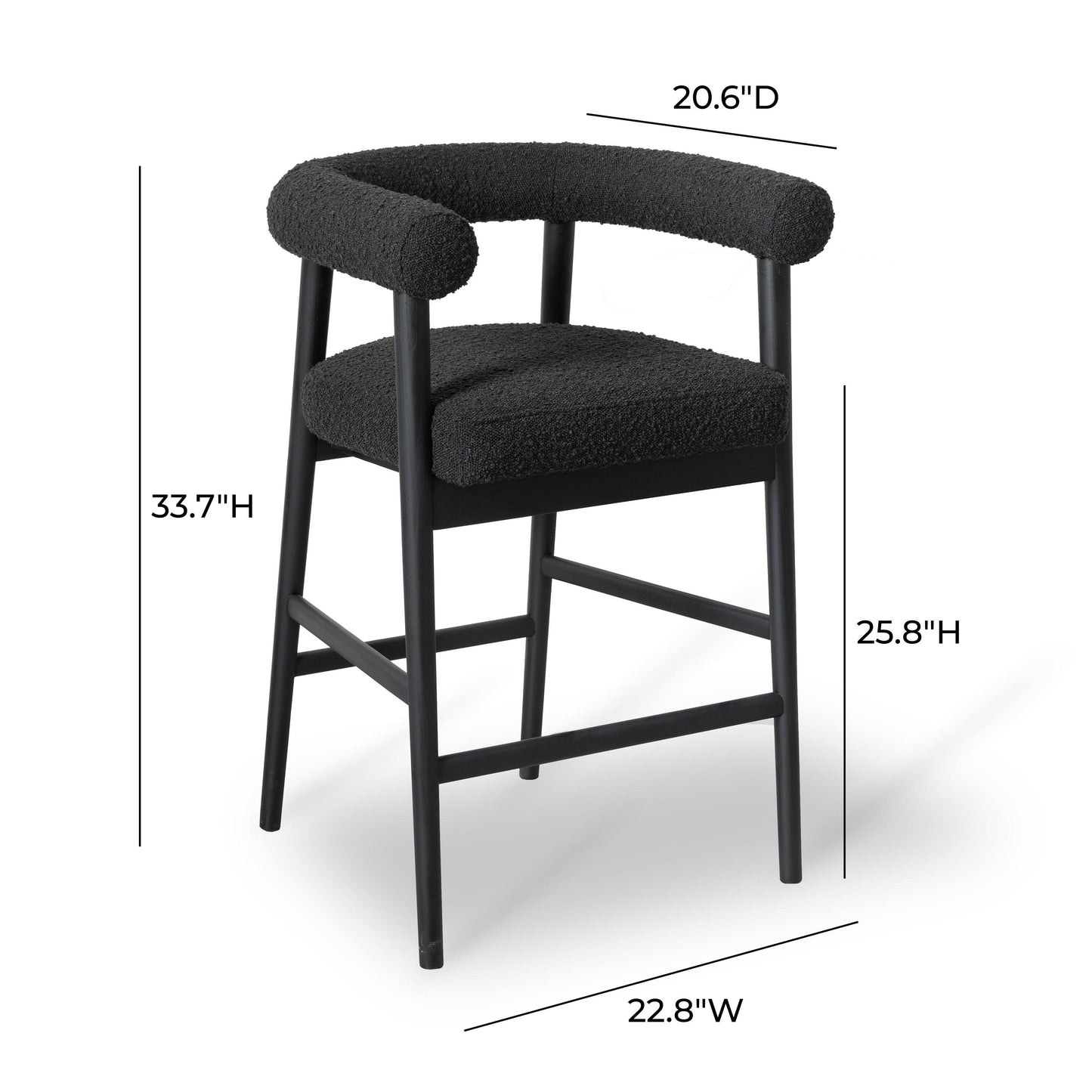 Spara Performance Boucle Counter Stool Black by Tov Furniture