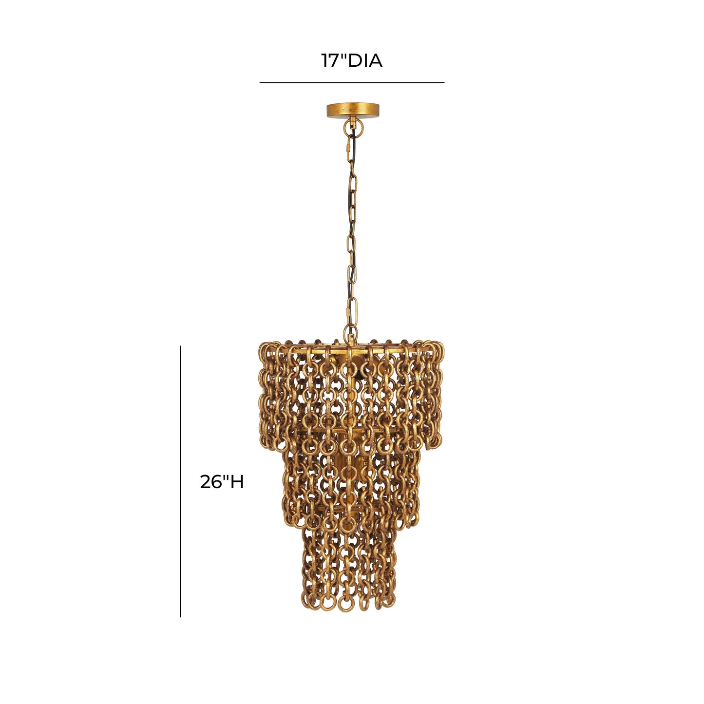 Nirsa Brass Chain Link 3 Tier Chandelier by TOV G18452