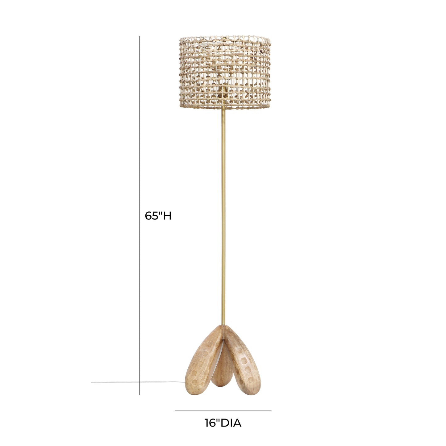 Alondra Wooden Floor Lamp Antique Gold, Natural - ON FINAL SALE by Tov Furniture