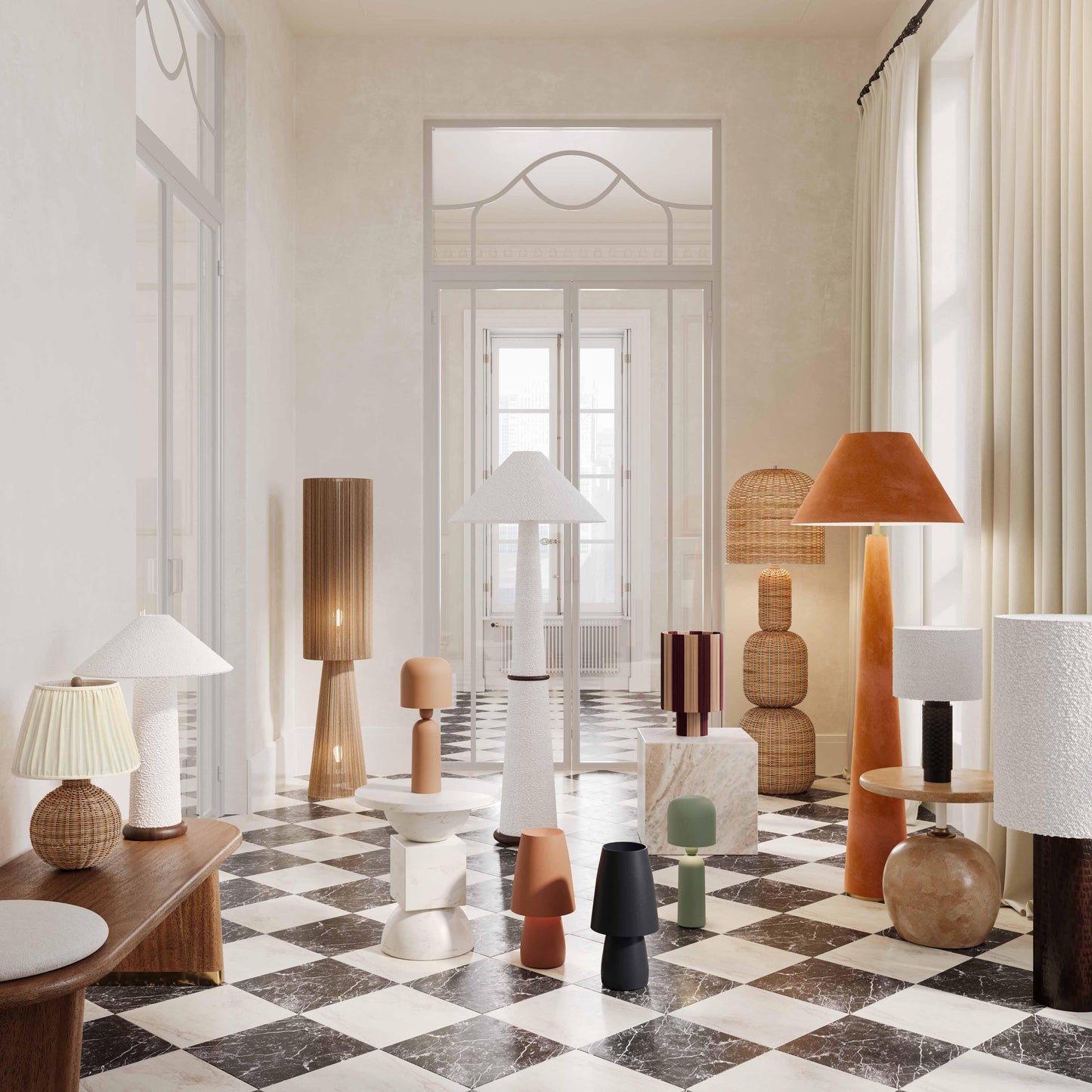 Faith White Boucle Floor Lamp by TOV G18633