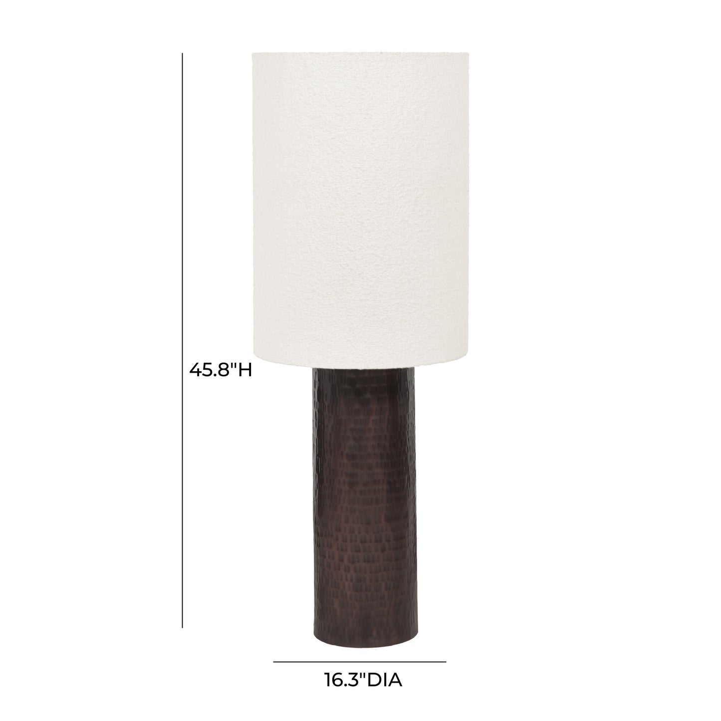 Grava Boucle & Hammered Bronze Metal Floor Lamp Black, White by Tov Furniture