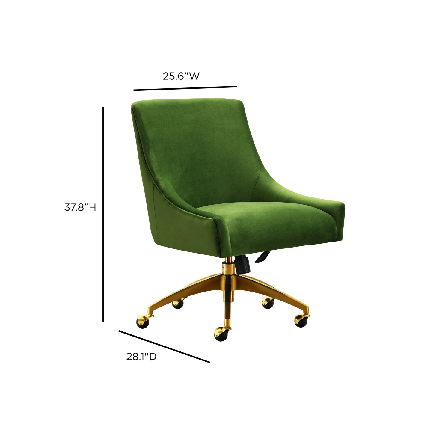 Beatrix Performance Velvet Office Swivel Chair Green by Tov Furniture