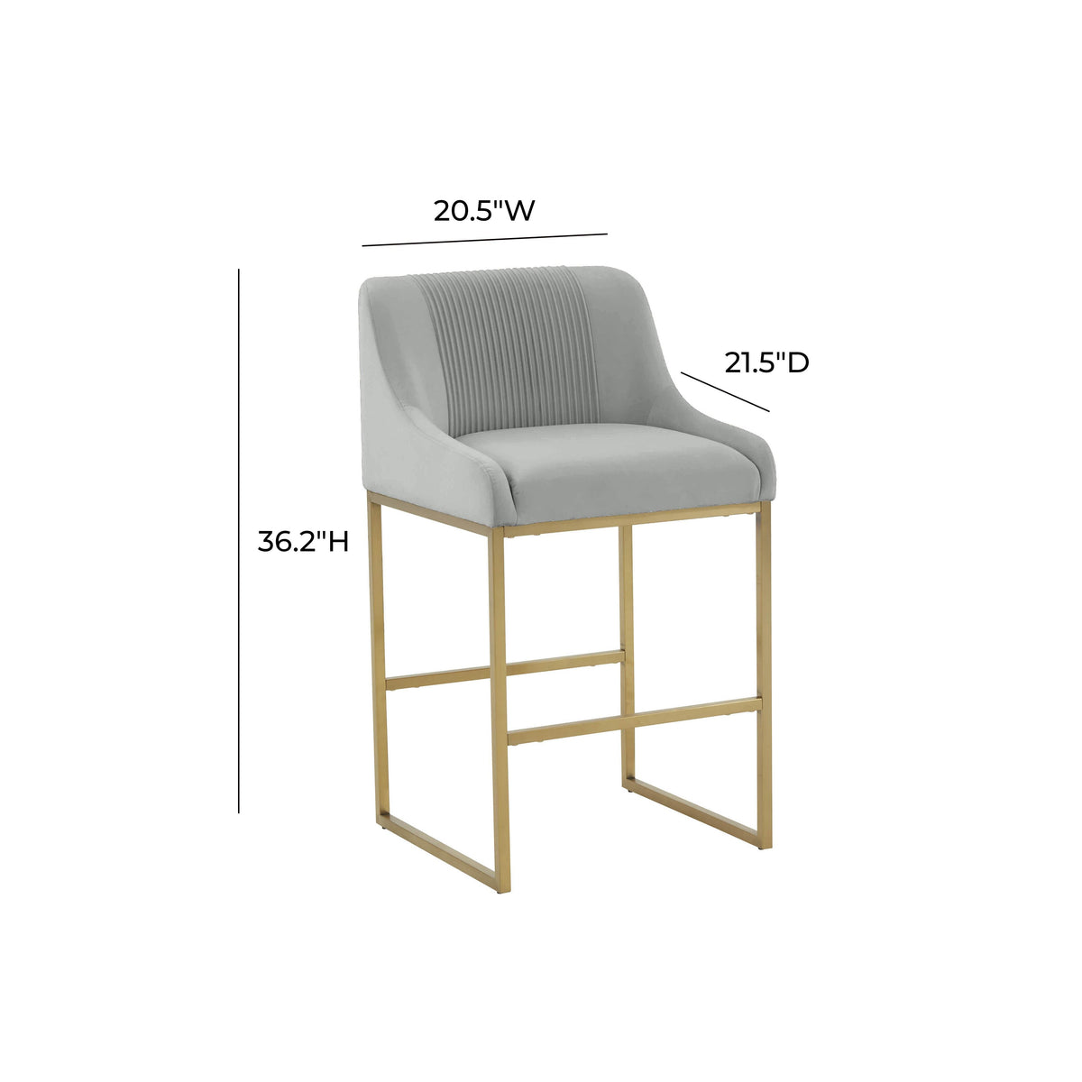 Lisa Grey Pleated Performance Velvet Counter Stool by Inspire Me! Home Decor by TOV Furniture – photo 5 of 6