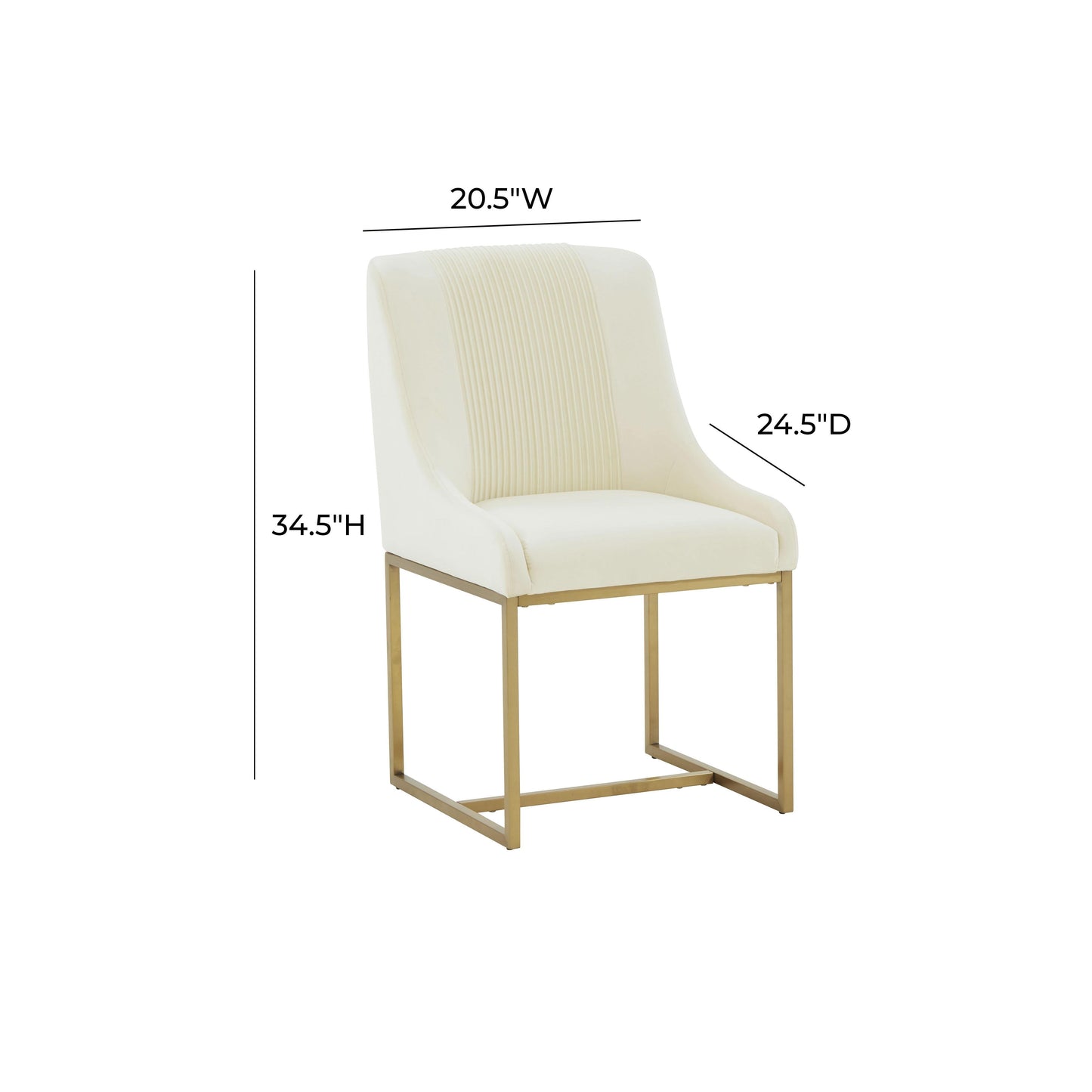Lisa Pleated Performance Velvet Dining Chair Cream by Tov Furniture