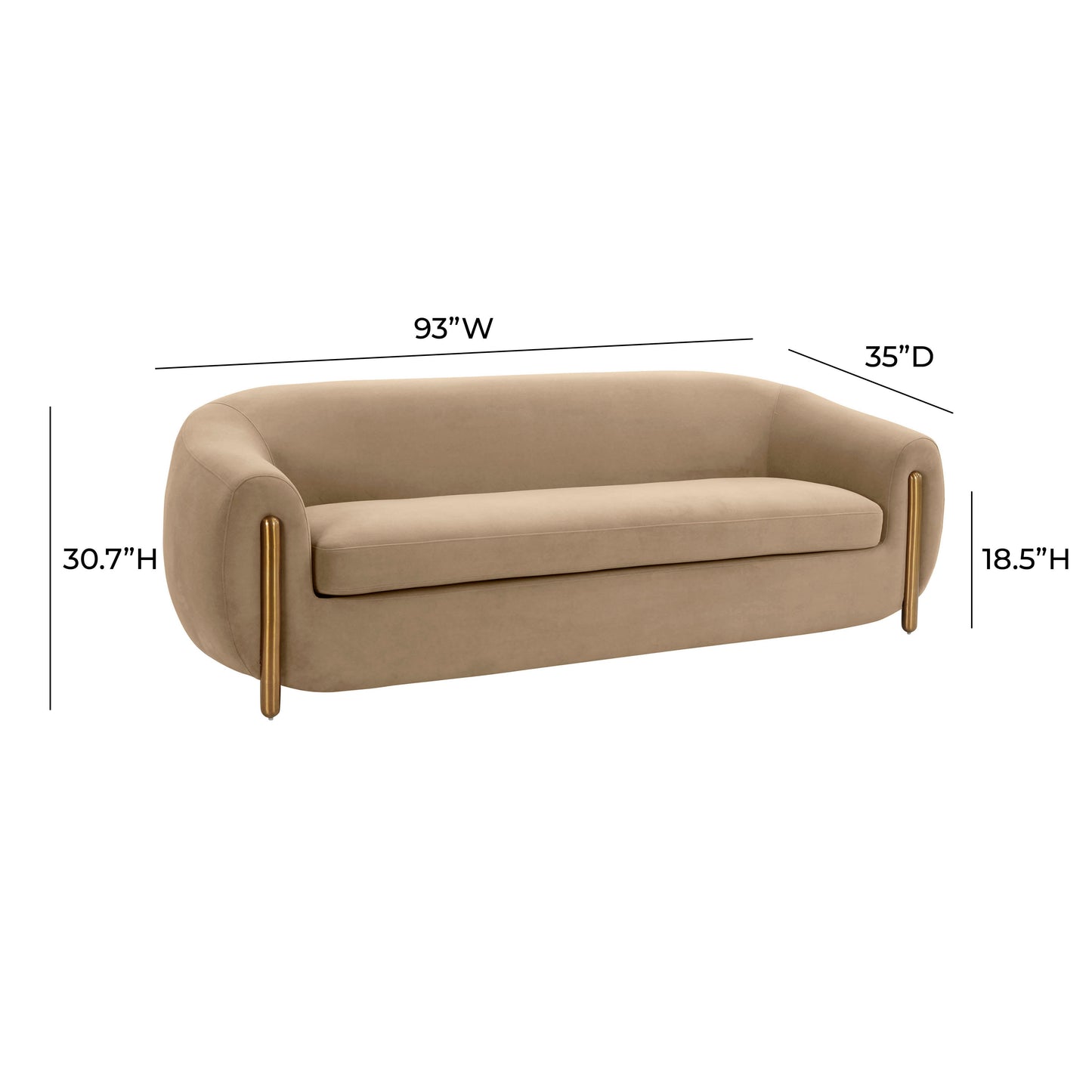 Lina 93" Performance Fabric Sofa Cafe Au Lait by Tov Furniture