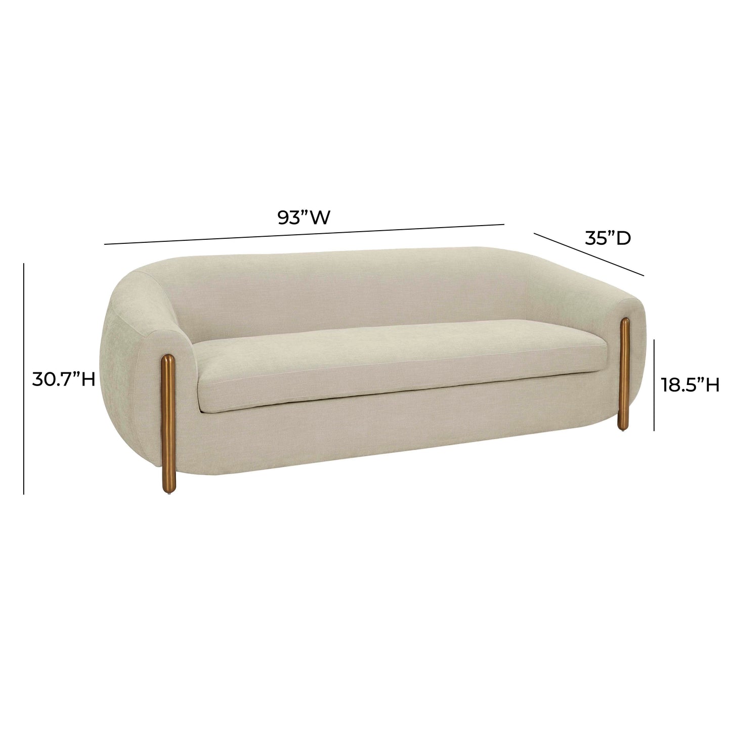 Lina 93" Performance Fabric Sofa Grey by Tov Furniture