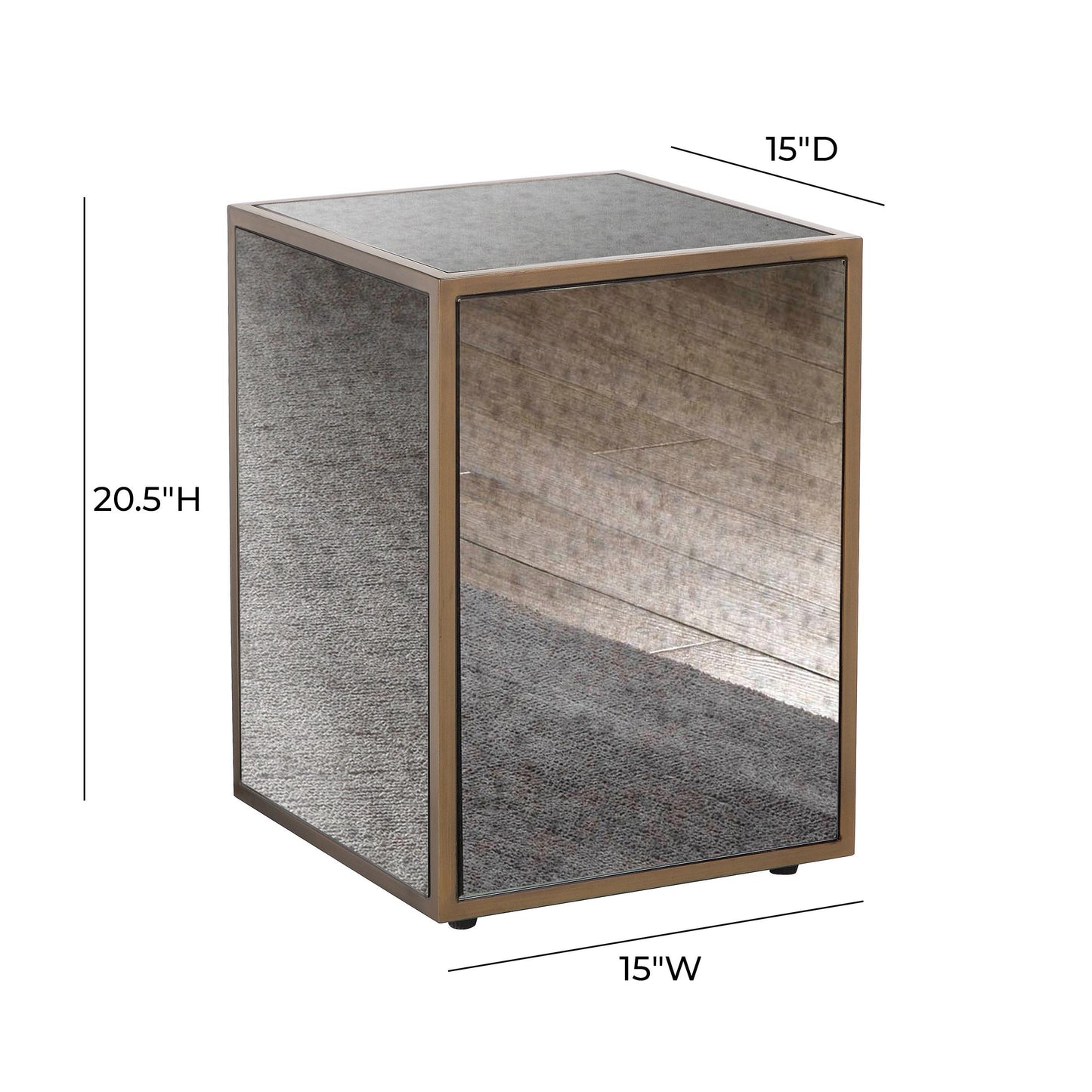 Lana Mirrored Side Table Antique Mirror by Tov Furniture