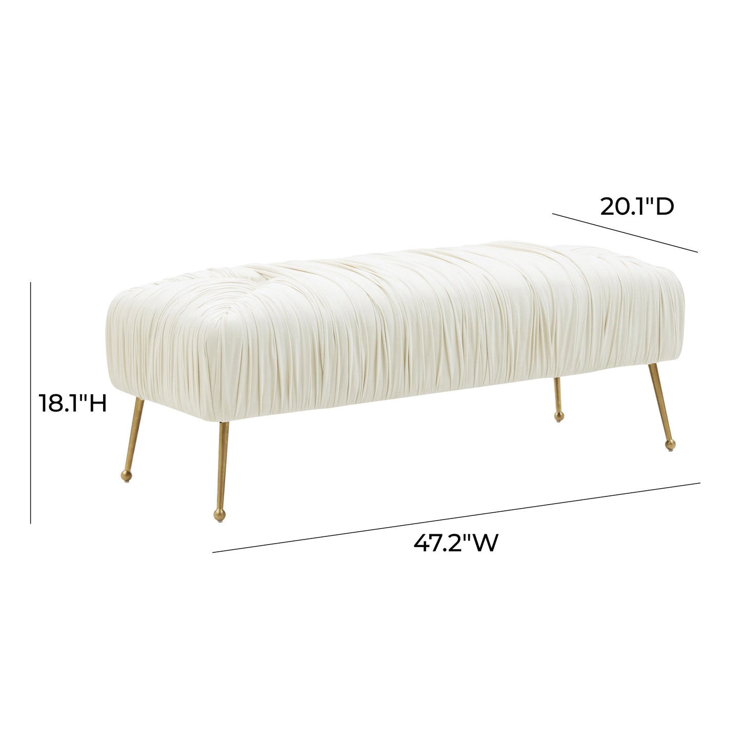 Jessica 47" Cream Velvet Bench Cream - ON FINAL SALE by Tov Furniture