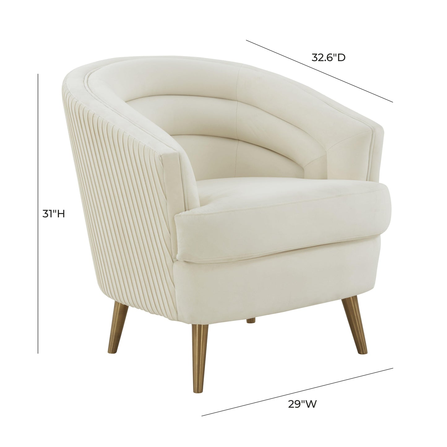 Jules Velvet Accent Chair Cream by Tov Furniture