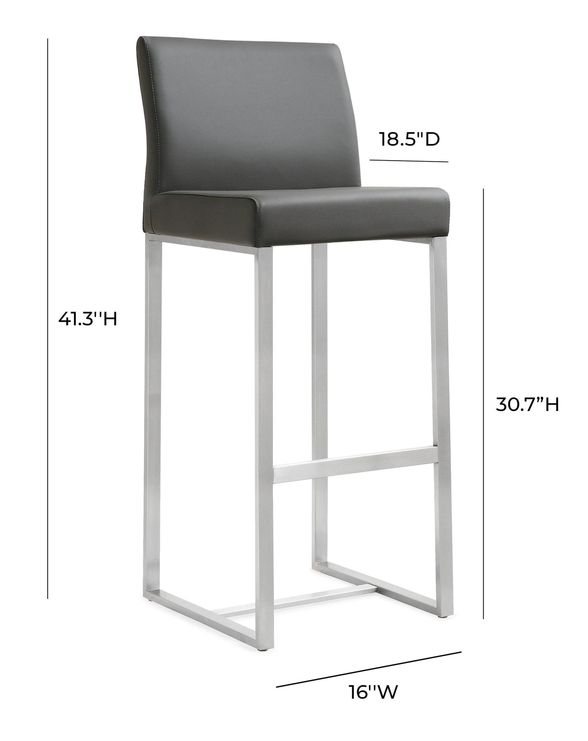 Denmark Grey Performance Vegan Leather and Stainless Steel Barstool - Set of 2 by TOV Furniture – photo 10 of 11
