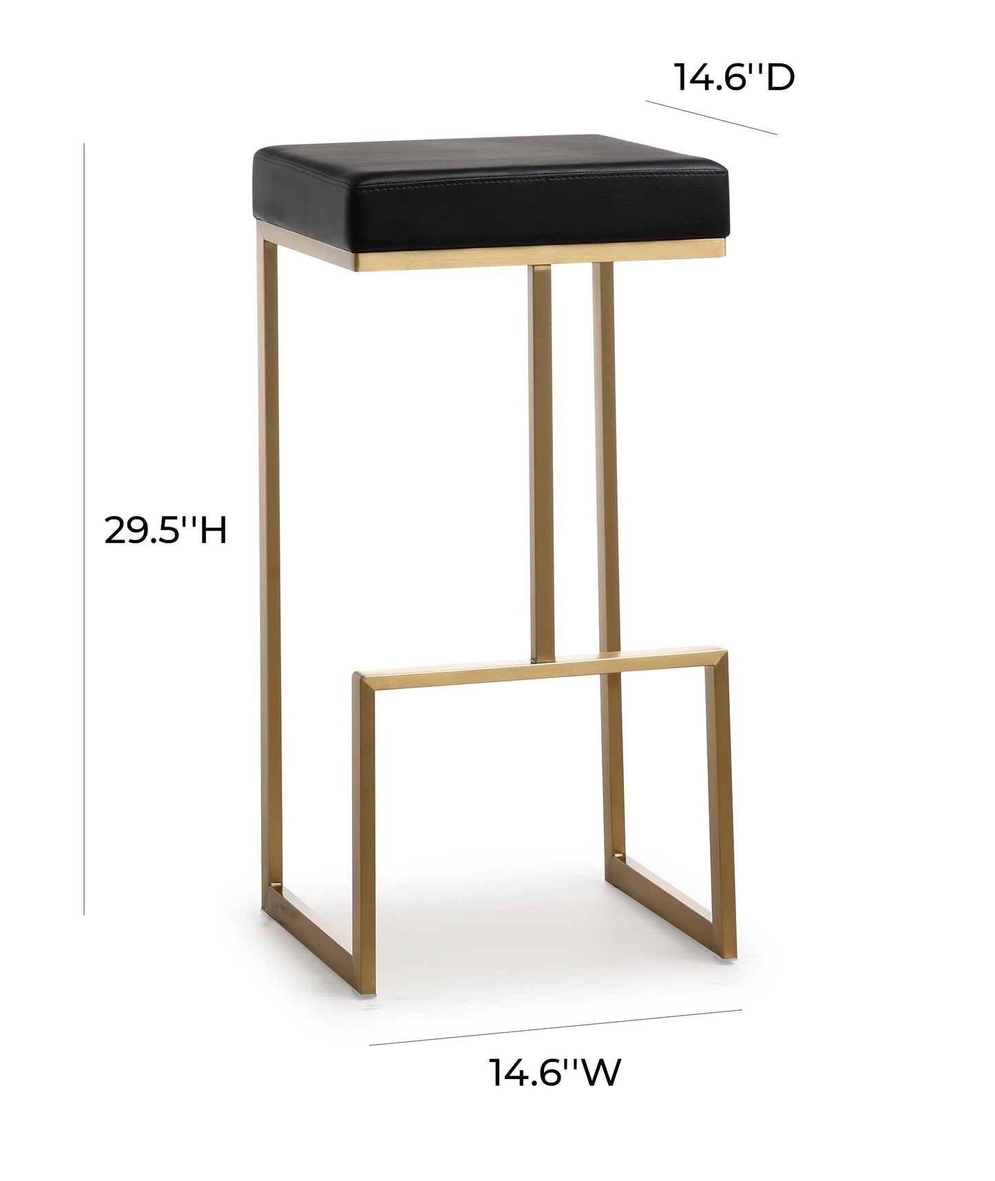 Ferrara Black Performance Vegan Leather and Gold Steel Barstool - Set of 2 Black - ON FINAL SALE by Tov Furniture