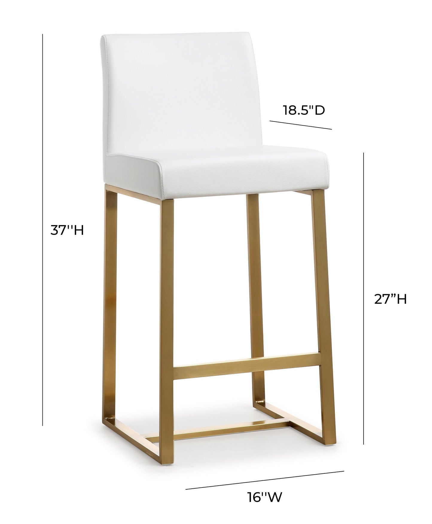 Denmark Performance Vegan Leather Stool with Gold Base - Set of 2 White Counter Height by Tov Furniture