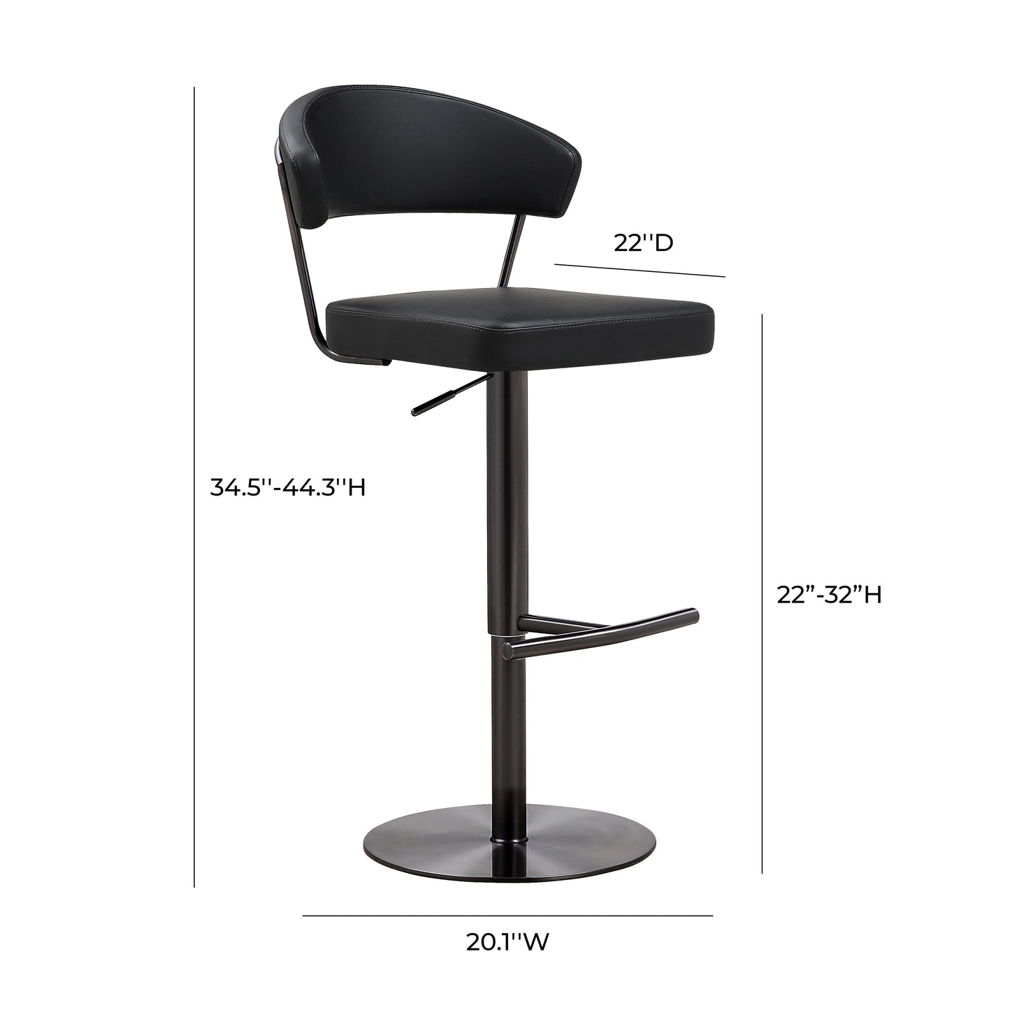 Cosmo Black Performance Vegan Leather on Black Steel Barstool Black - ON FINAL SALE by Tov Furniture