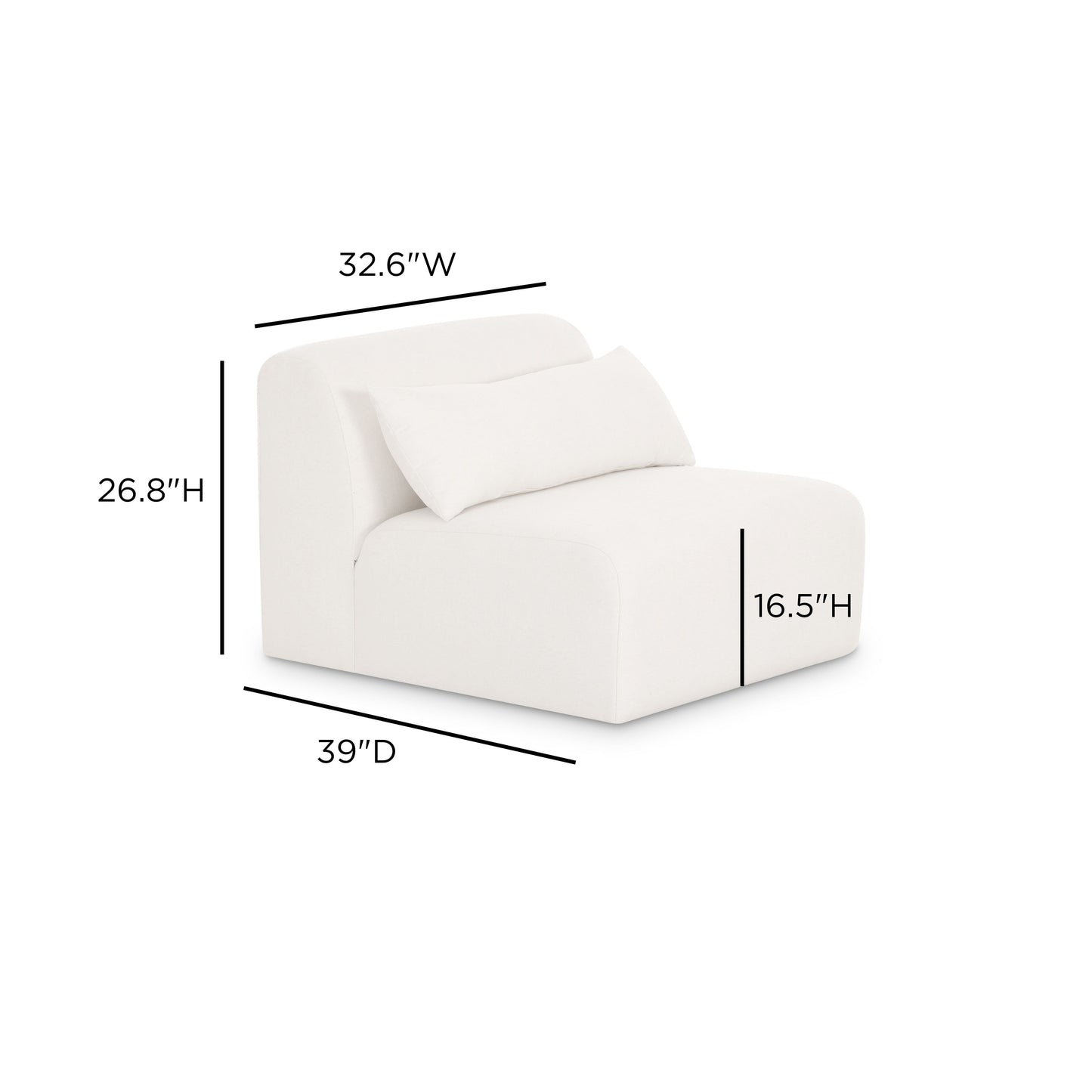 Tarra Cream Performance Chenille Modular Armless Chair Cream by Tov Furniture