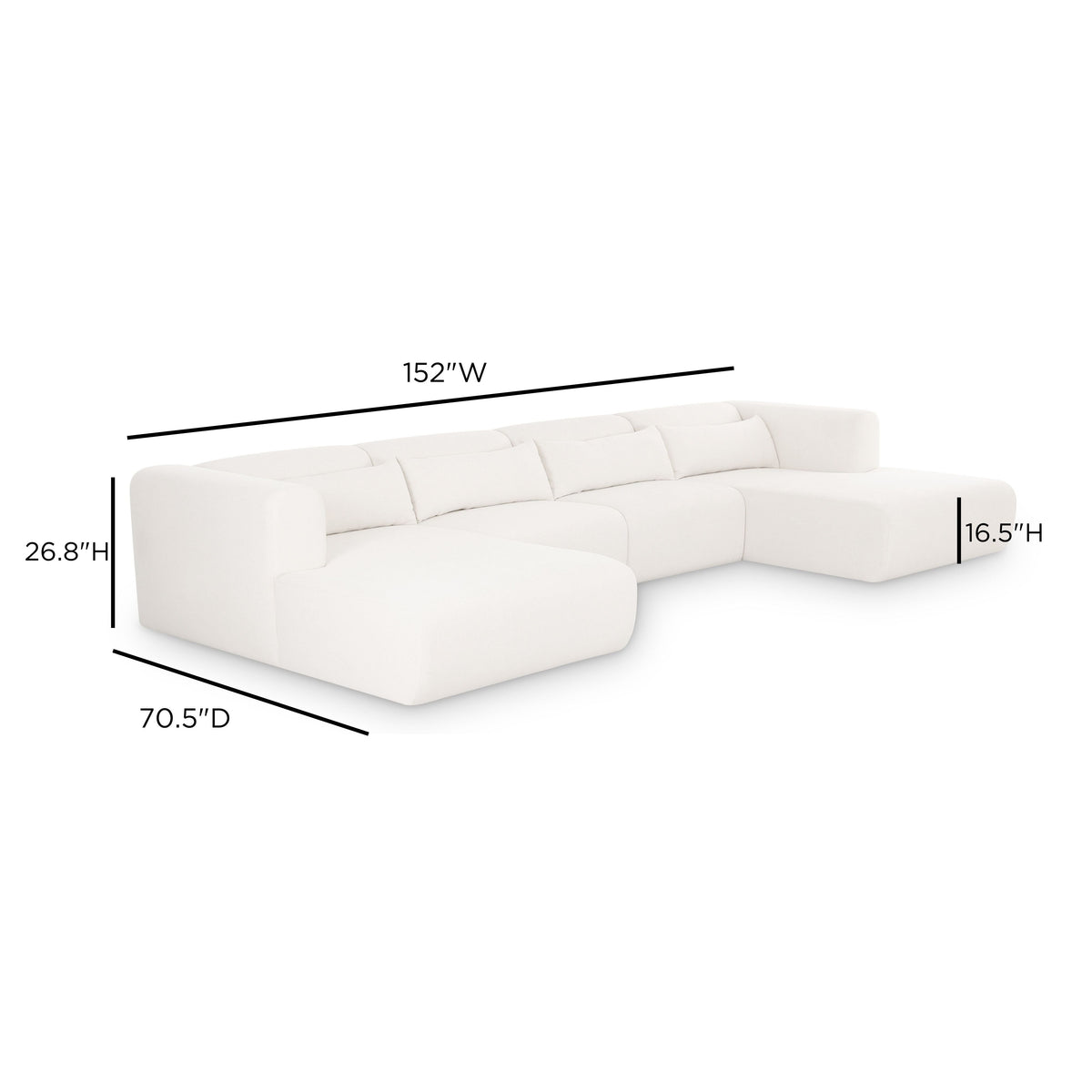 Tarra 4-Piece Cream Performance Chenille Modular U-Sectional by TOV Furniture – photo 6 of 6