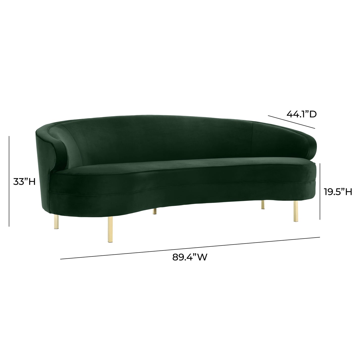 Baila 89" Performance Velvet Sofa Green by Tov Furniture