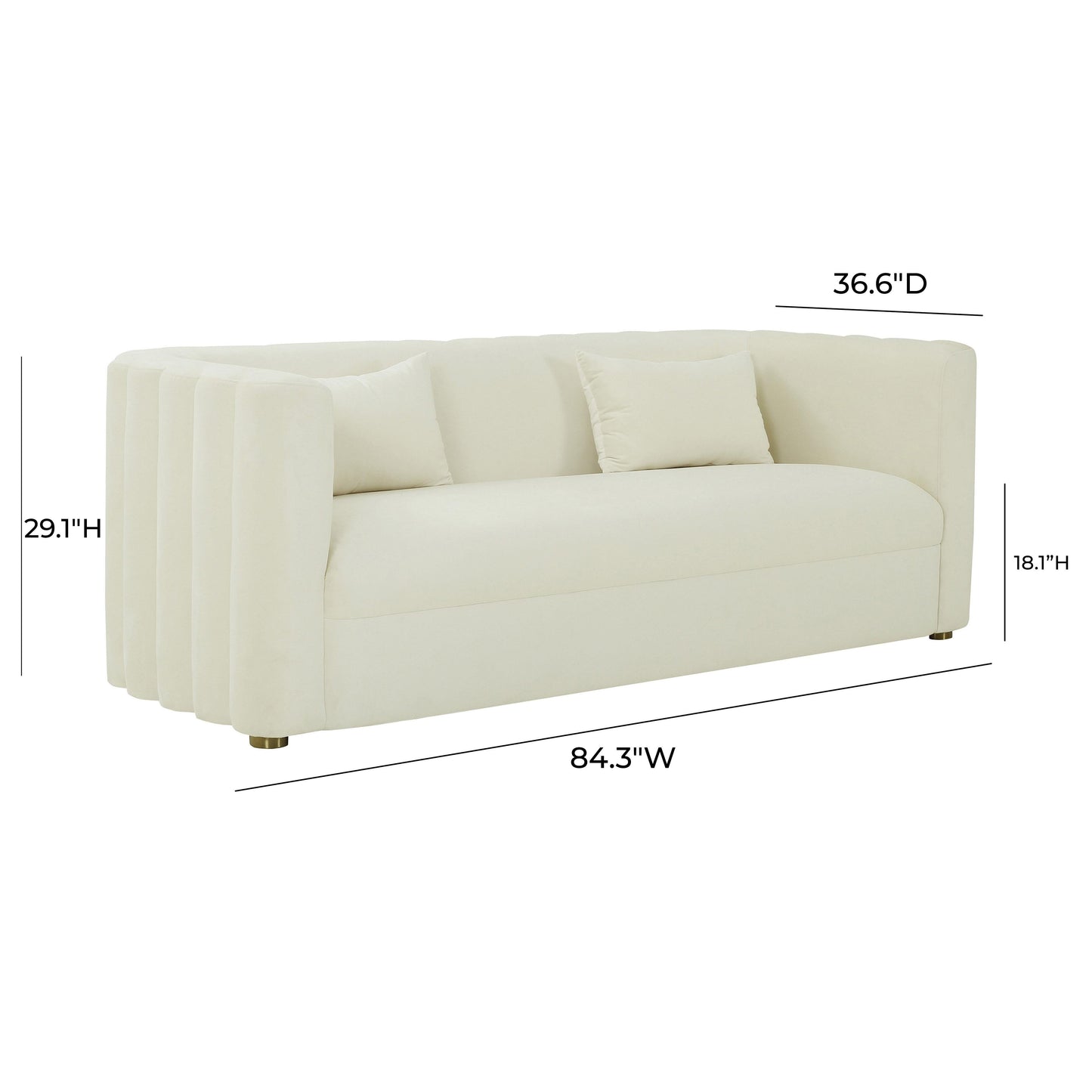Callie 84" Performance Velvet Sofa Cream by Tov Furniture