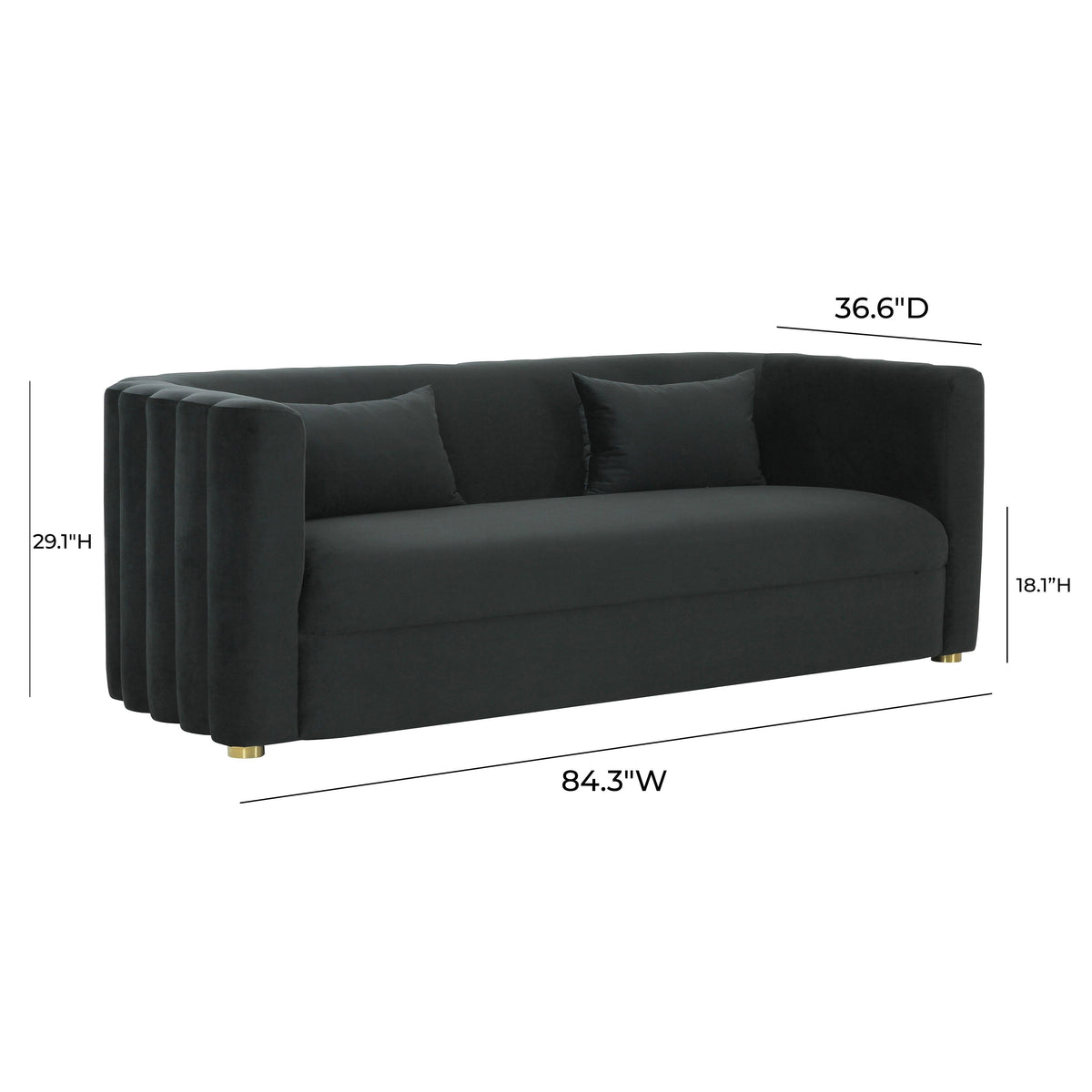 Callie Black Performance Velvet Sofa by TOV Furniture – photo 6 of 6
