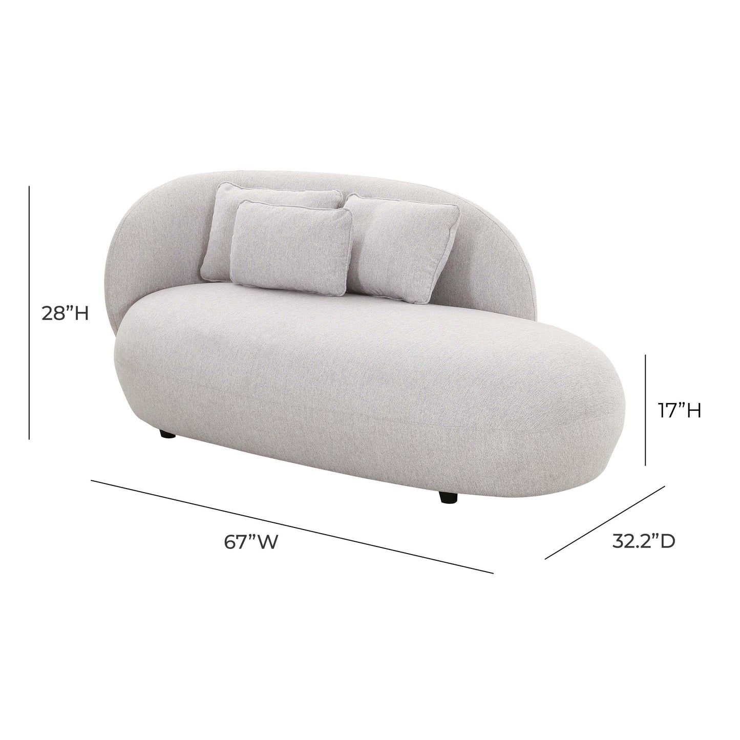 Galet Velvet Chaise Grey by Tov Furniture