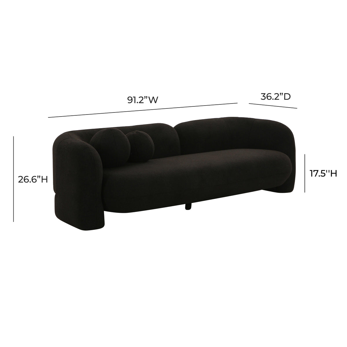 Amelie Black Contract-Grade Faux Fur Sofa by TOV Furniture – photo 6 of 6