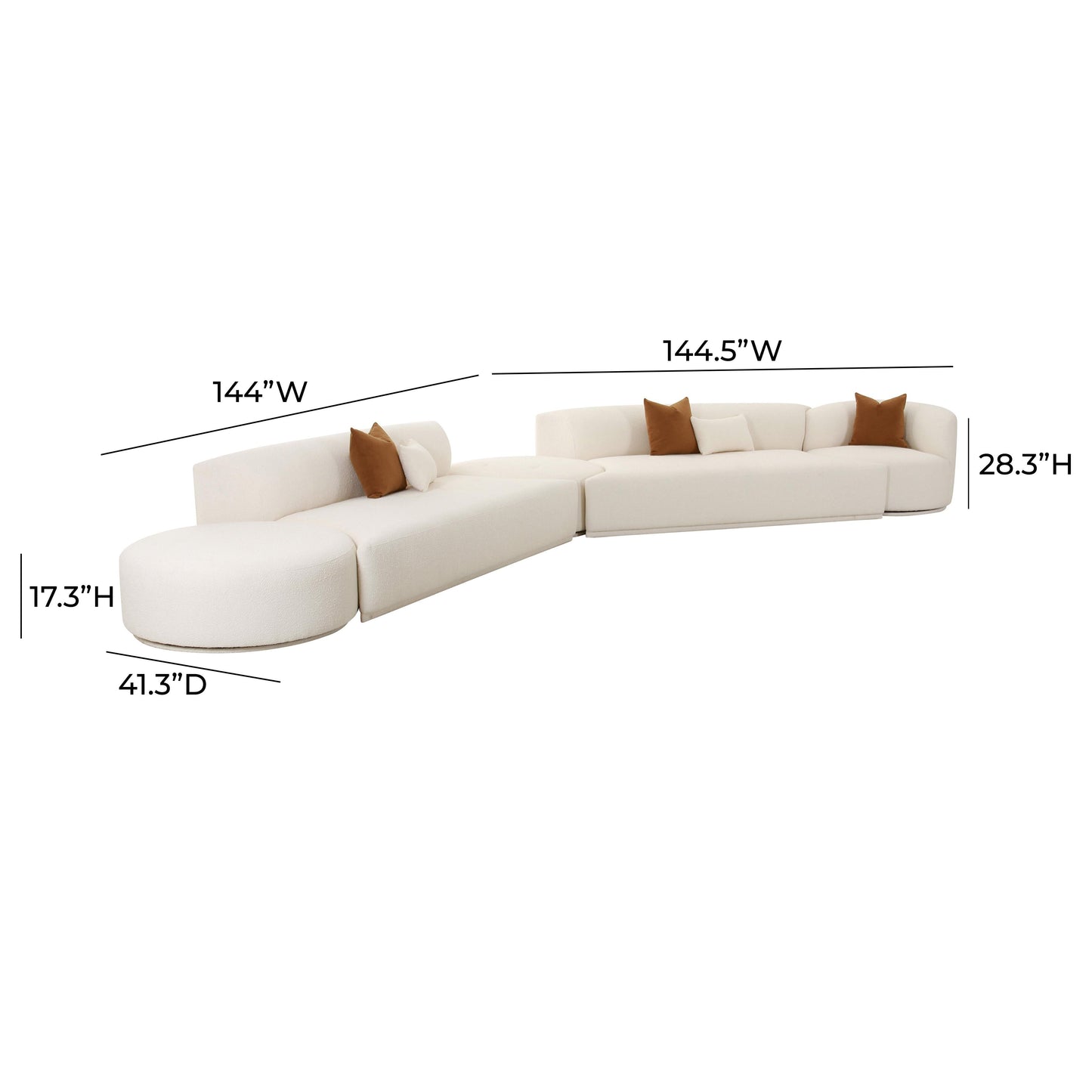 Fickle Cream Boucle 5 Piece Modular Chaise Sectional by TOV L6866 C Sec3