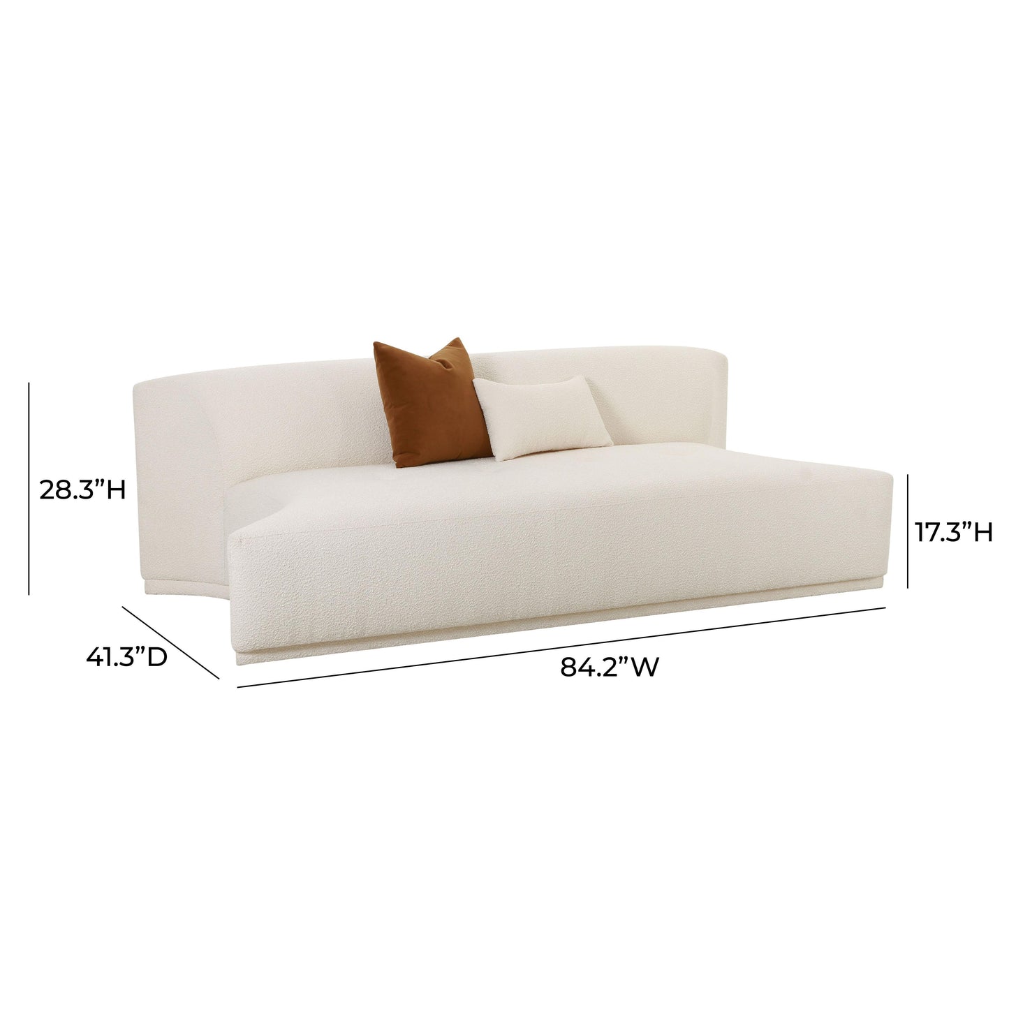 Fickle 84" Cream Performance Boucle Modular Armless Loveseat Cream by Tov Furniture
