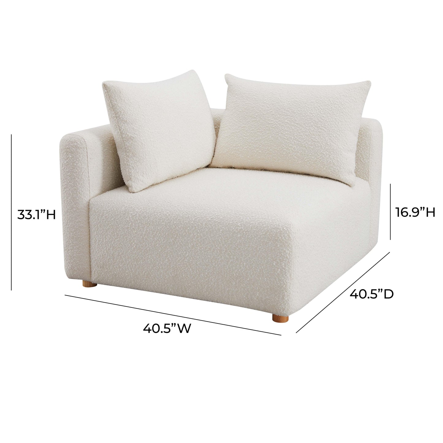 Hangover Cream Performance Boucle Modular Corner Chair by TOV L68787 C