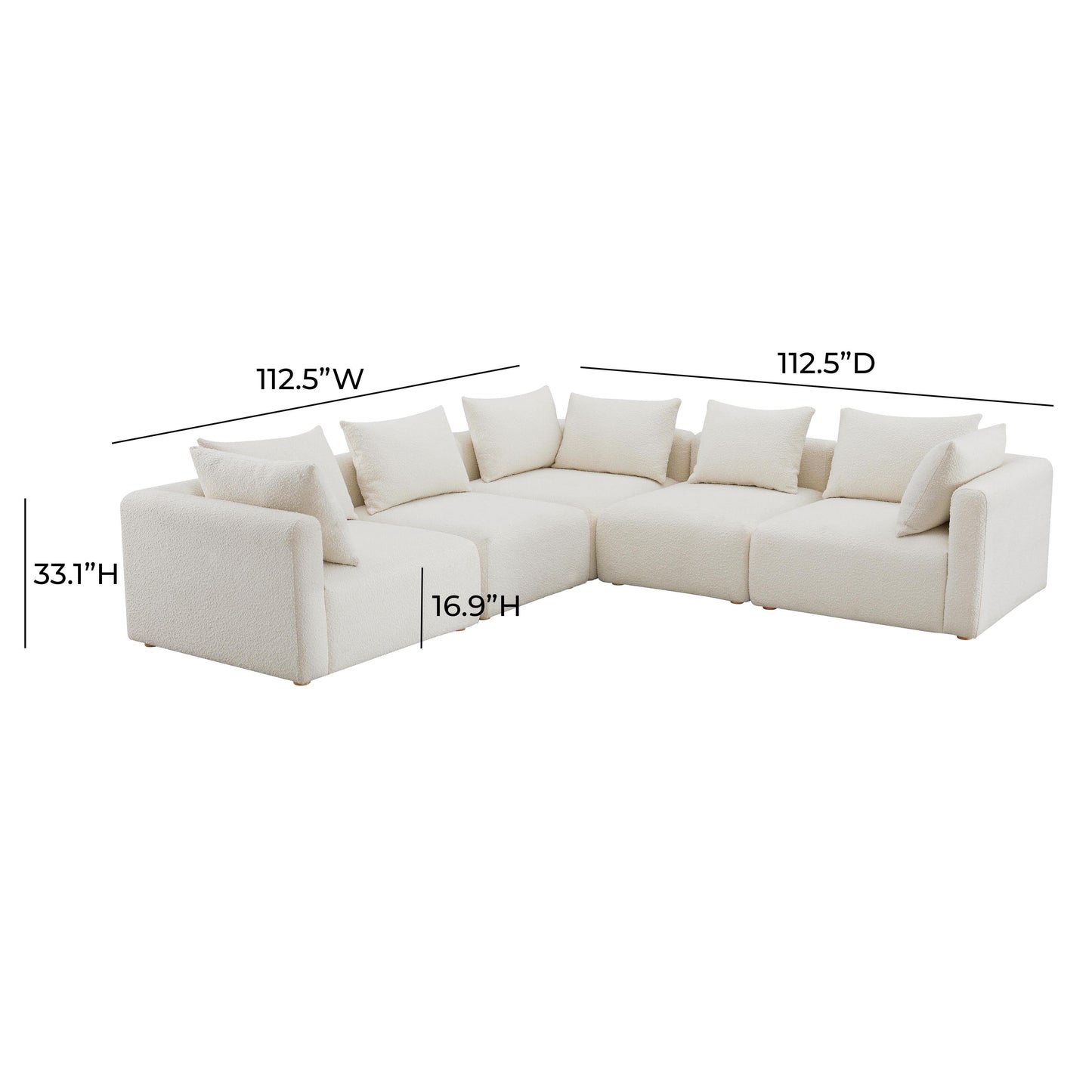 Hangover 5 Piece Cream Boucle Modular L Sectional by TOV L68787 Sec2